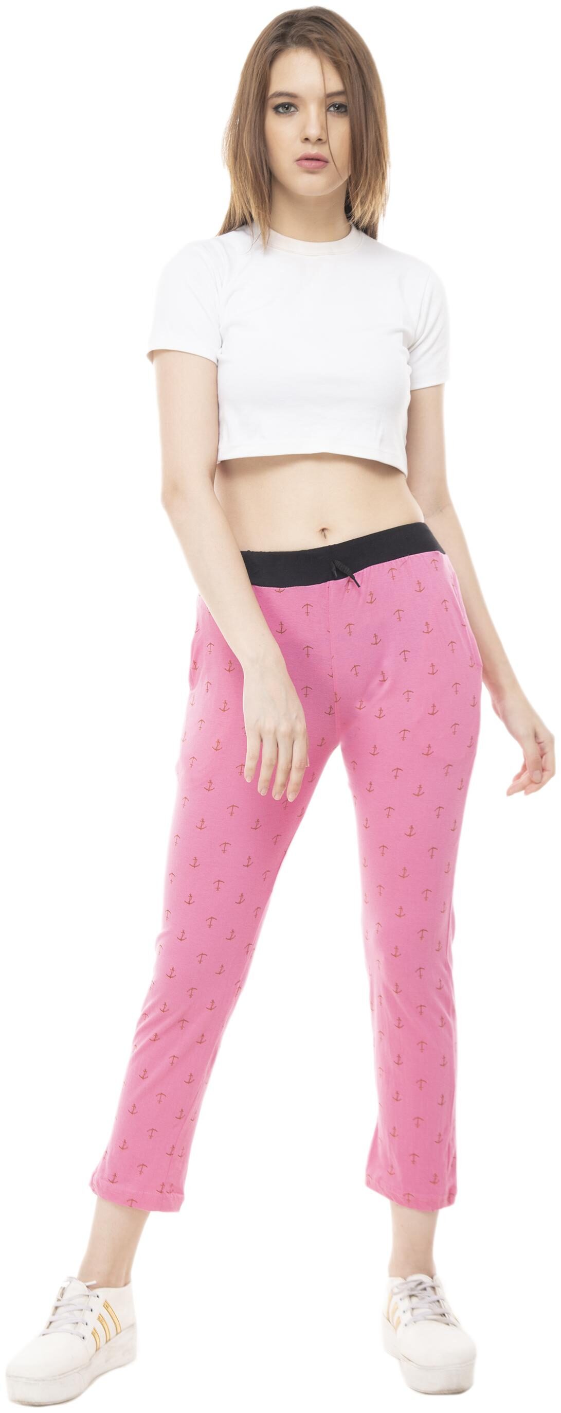 

Kavya Women Regular fit Cotton Printed Track pants - Pink