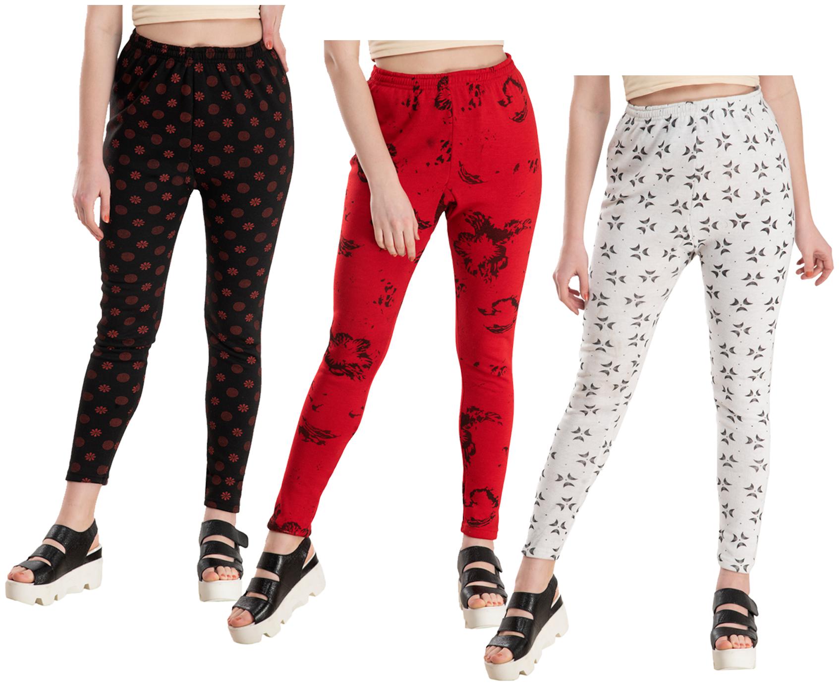 

KAVYA Women Woolen Warm Printed Leggings for Winters (Pack of 3)