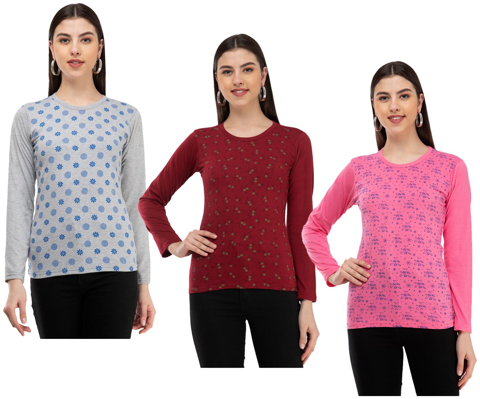 

Kavya Women Multi Regular fit Round neck Cotton T shirt