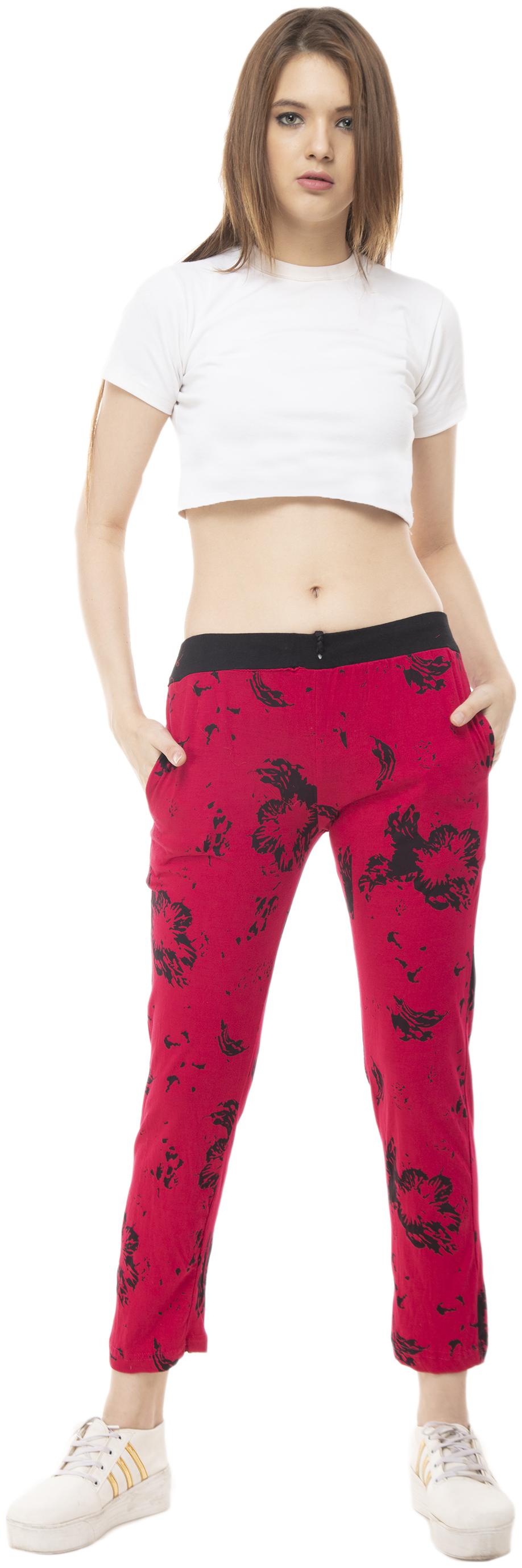 

Kavya Women Regular fit Cotton Printed Track pants - Pink