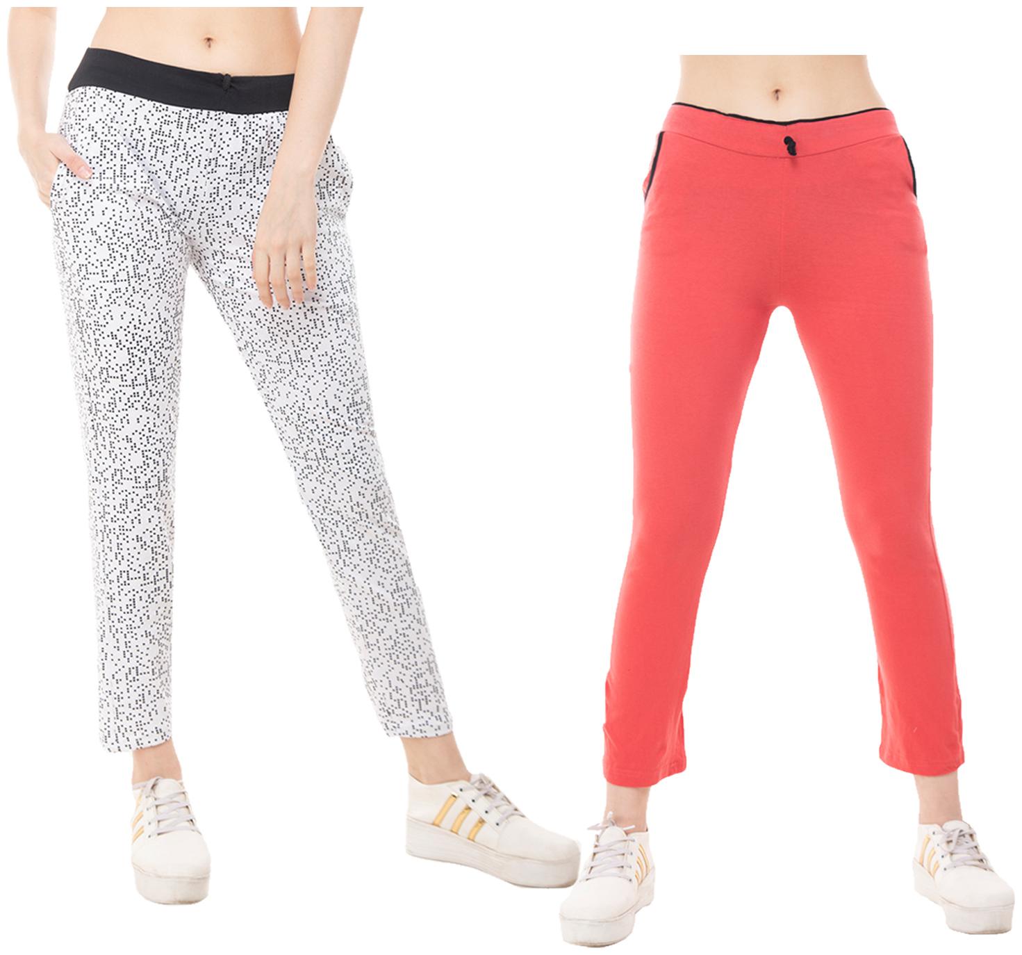 

Kavya Women Regular fit Cotton Solid Track pants - Red Grey