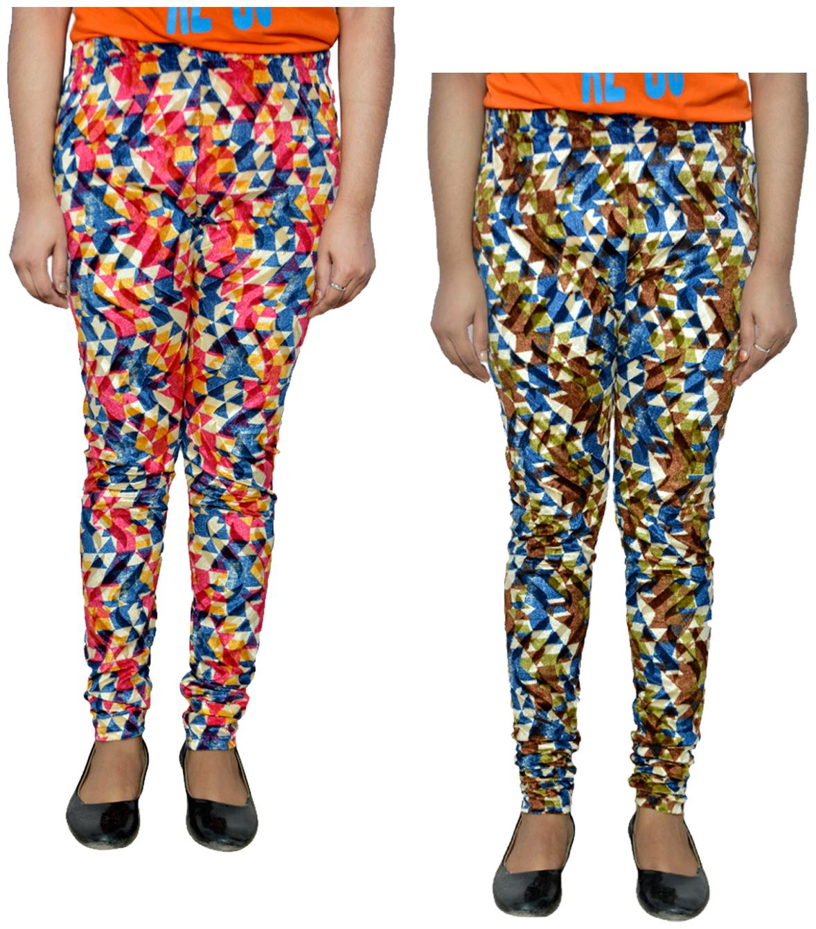 

KAVYA Women Printed Velvet Leggings for Winters (Pack Of 2) Multi color