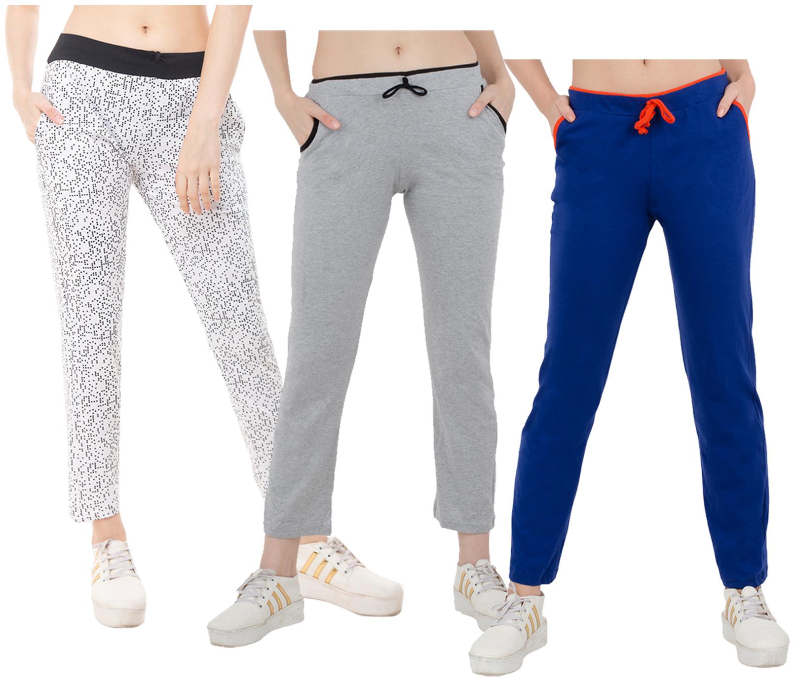 

Kavya Women Regular fit Cotton Solid Track pants - Grey Blue