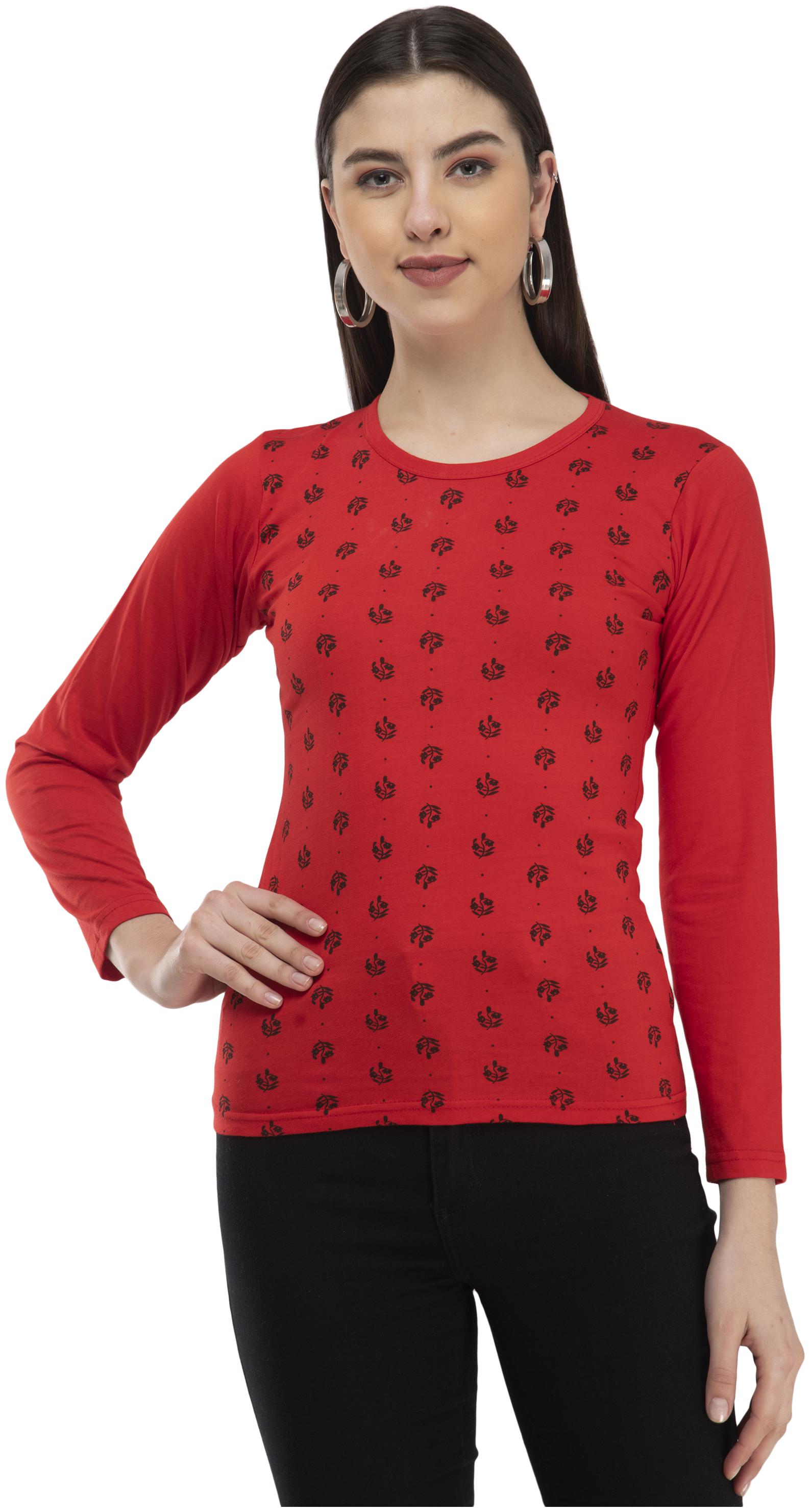 

Kavya Women Red Regular fit Round neck Cotton T shirt