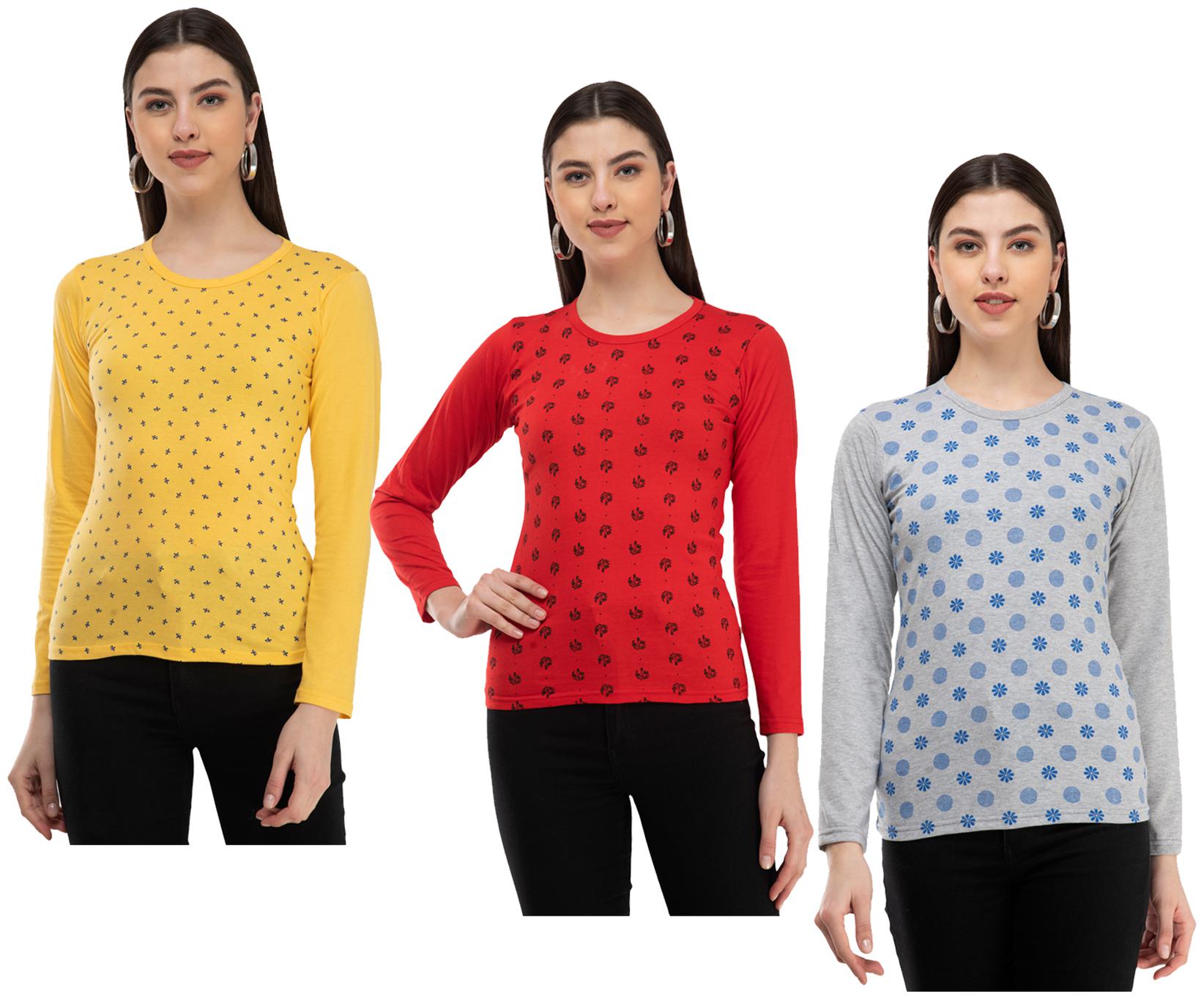 

Kavya Women Multi Regular fit Round neck Cotton T shirt