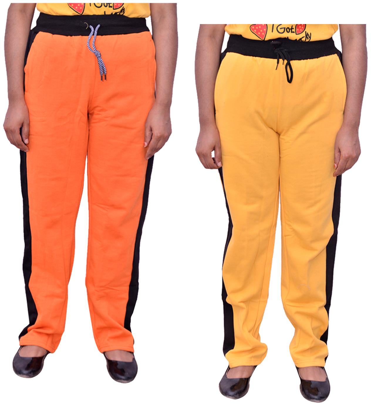 

Kavya Women Regular fit Cotton Solid Track pants - Yellow Orange