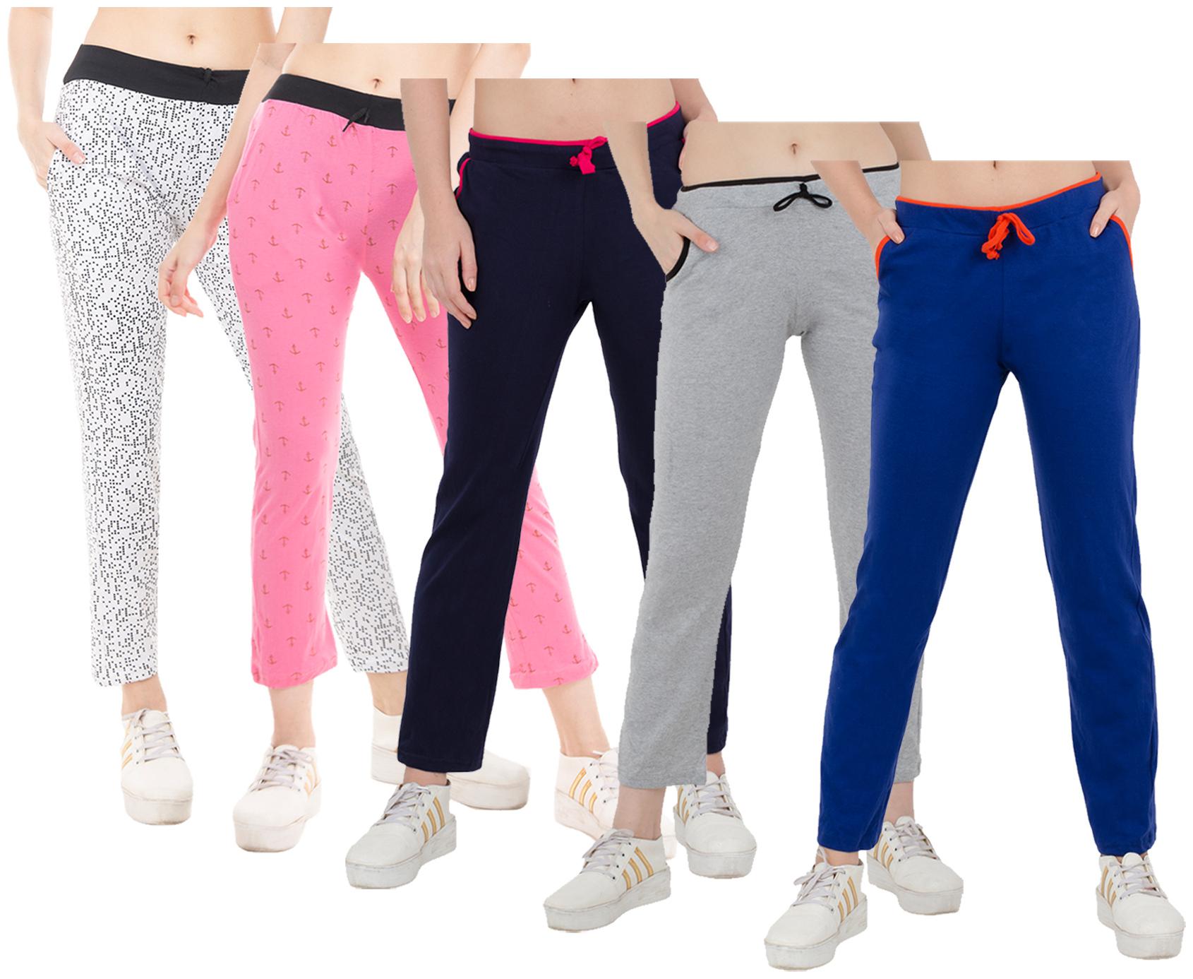 

Kavya Women Regular fit Cotton Solid Track pants - Multi