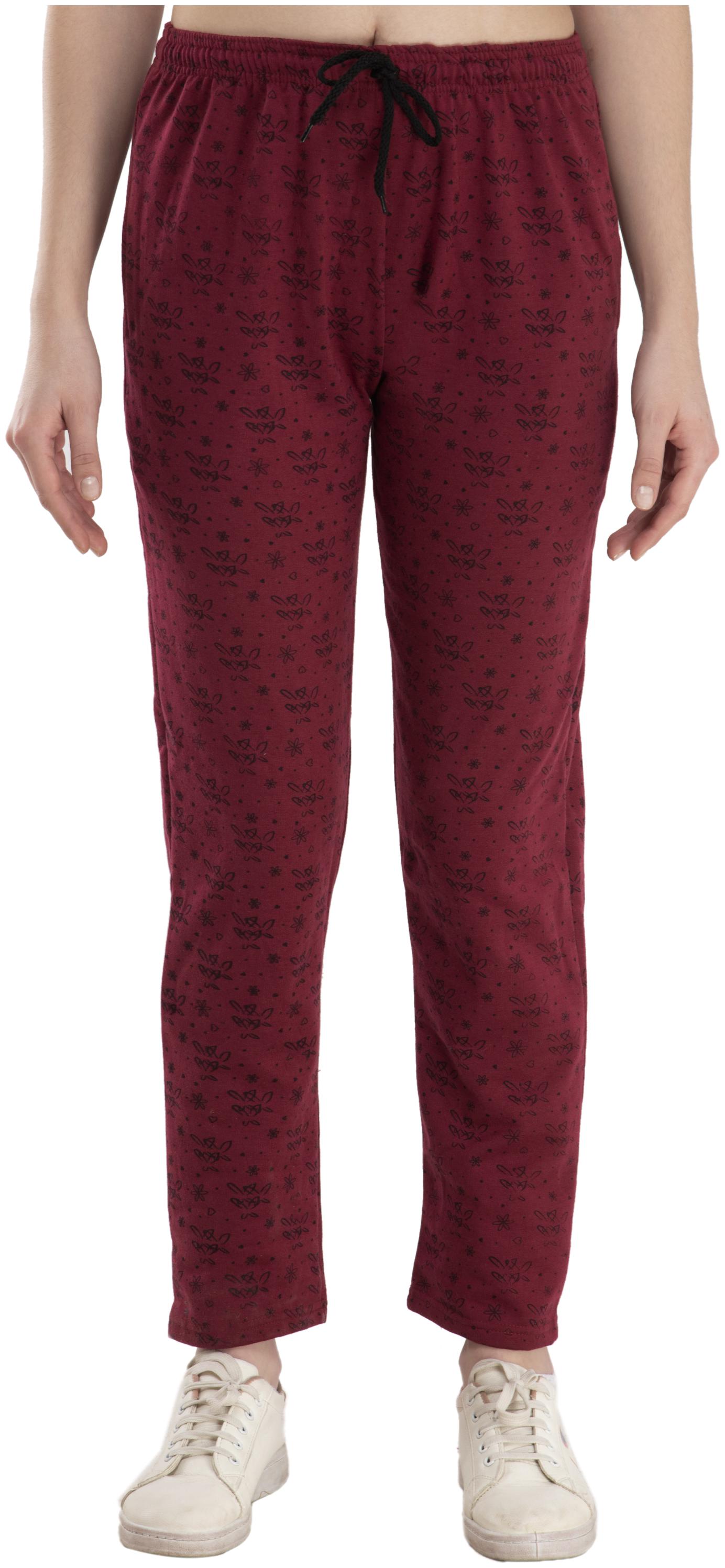 

Kavya Women Regular fit Fleece Printed Track pants - Maroon