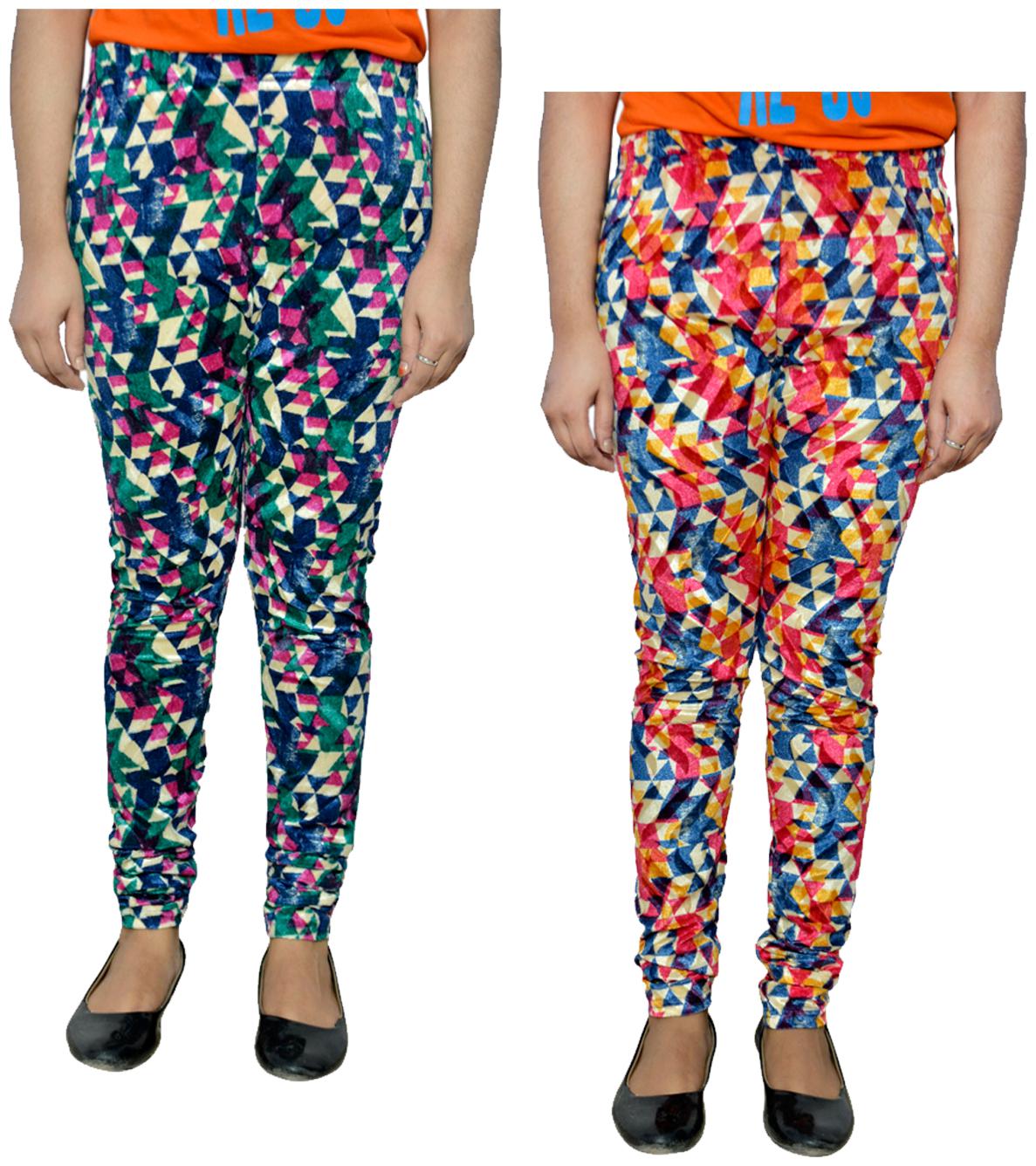 

KAVYA Women Printed Velvet Leggings for Winters (Pack Of 2) Multi color