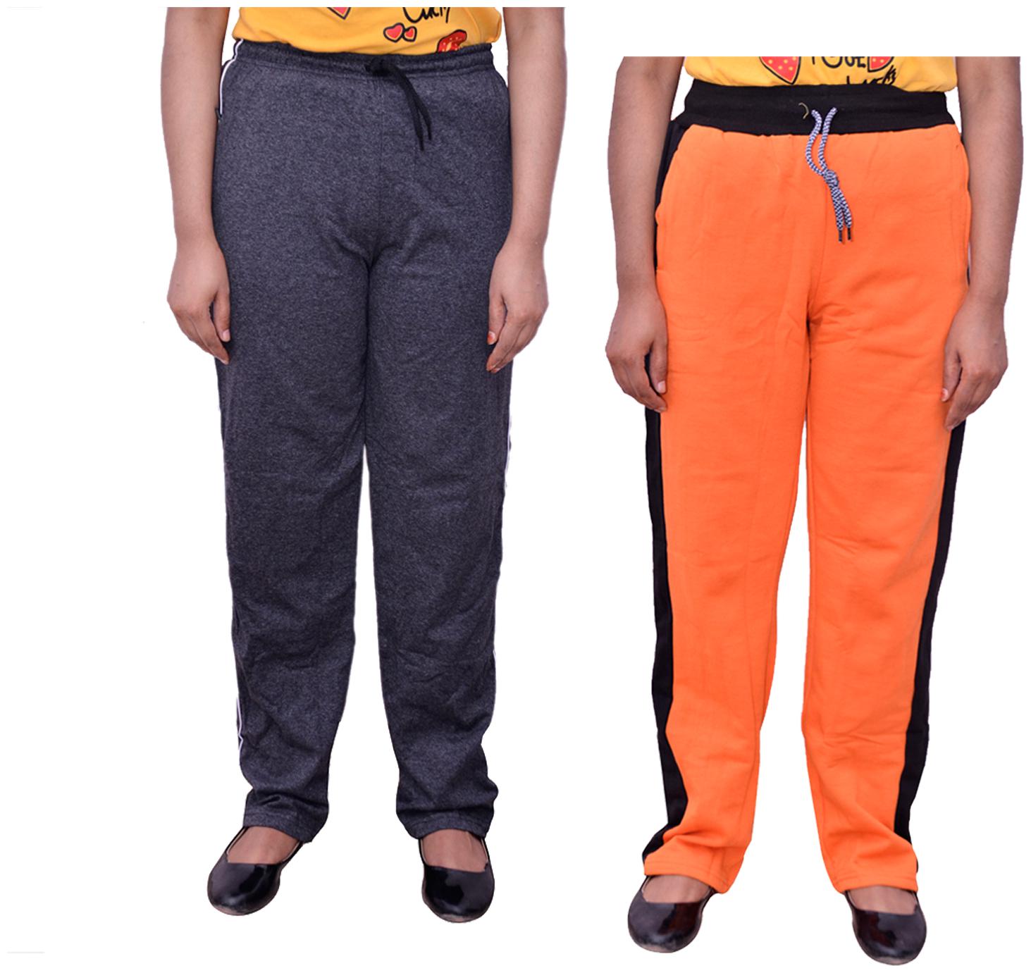 

Kavya Women Regular fit Cotton Solid Track pants - Orange Grey