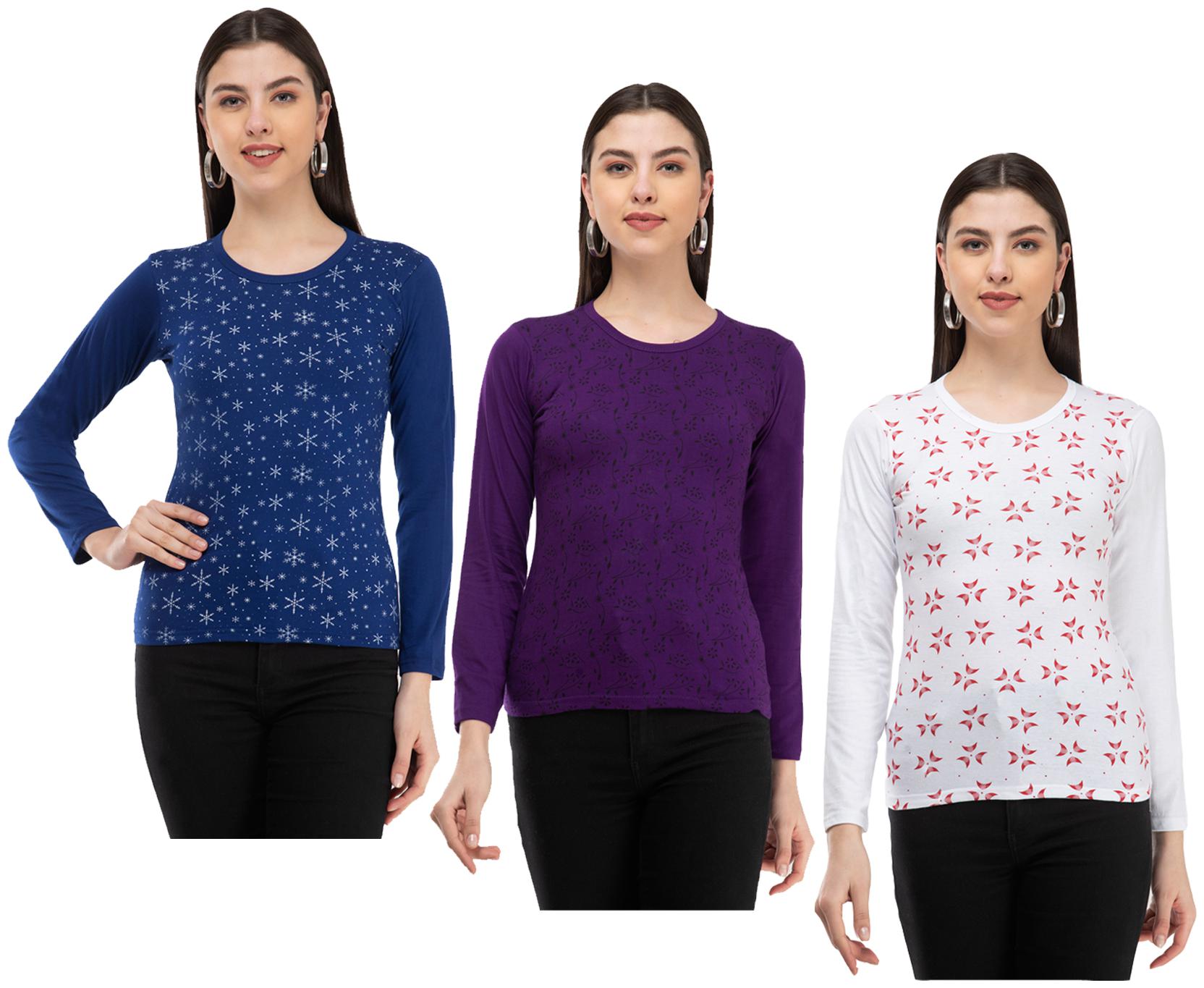

Kavya Women Multi Regular fit Round neck Cotton T shirt