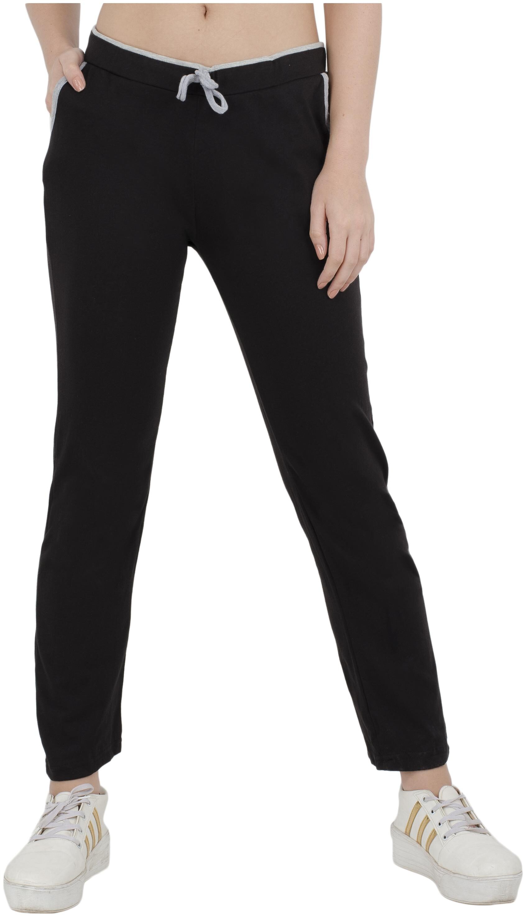 

Kavya Women Regular fit Cotton Solid Track pants - Black