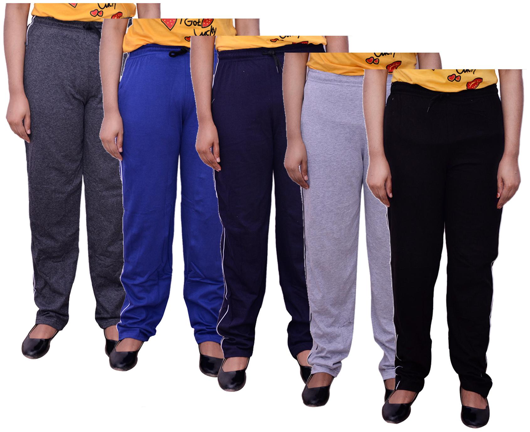 

Kavya Women Regular fit Cotton Solid Track pants - Multi