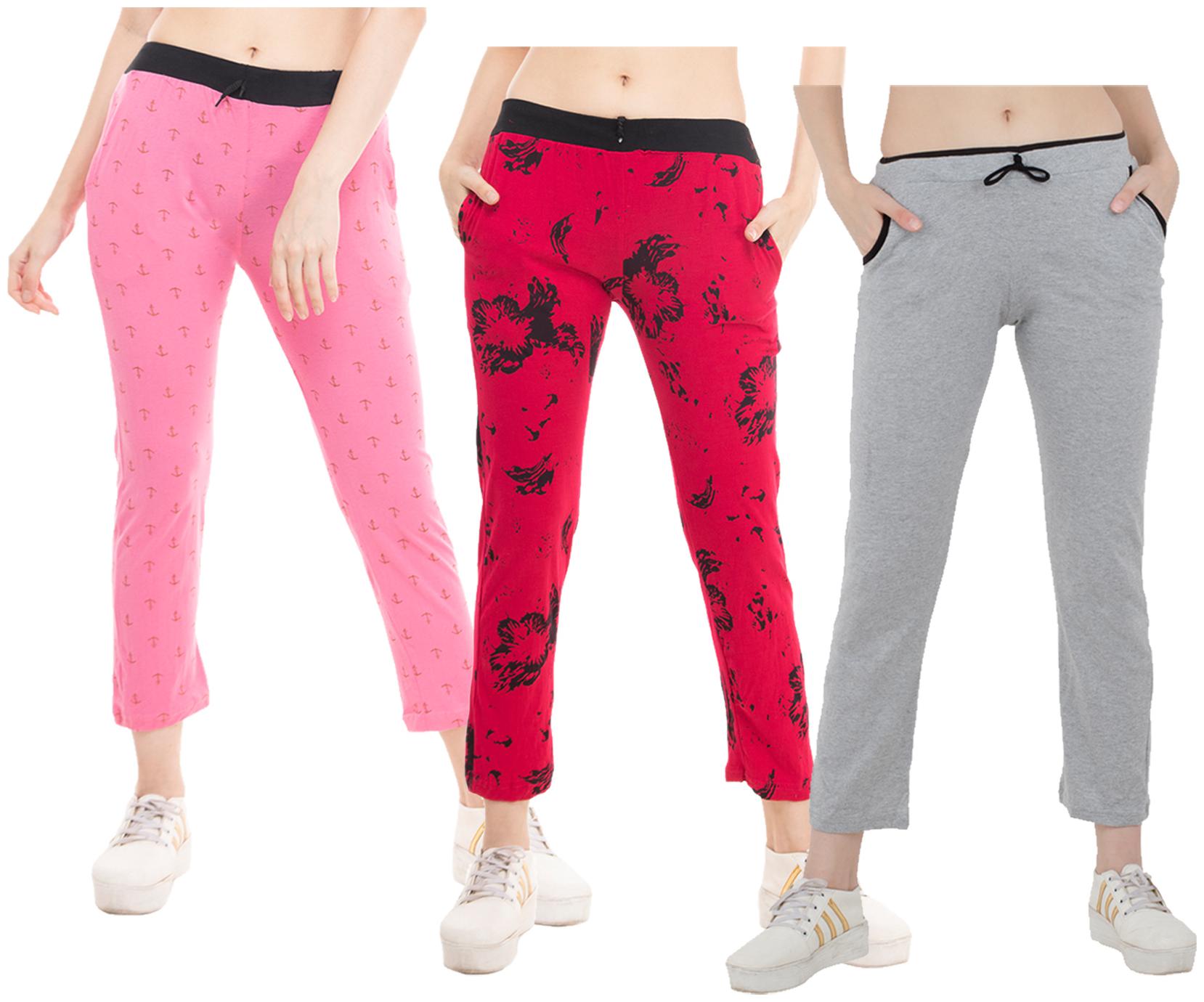 

Kavya Women Regular fit Cotton Solid Track pants - Pink Blue