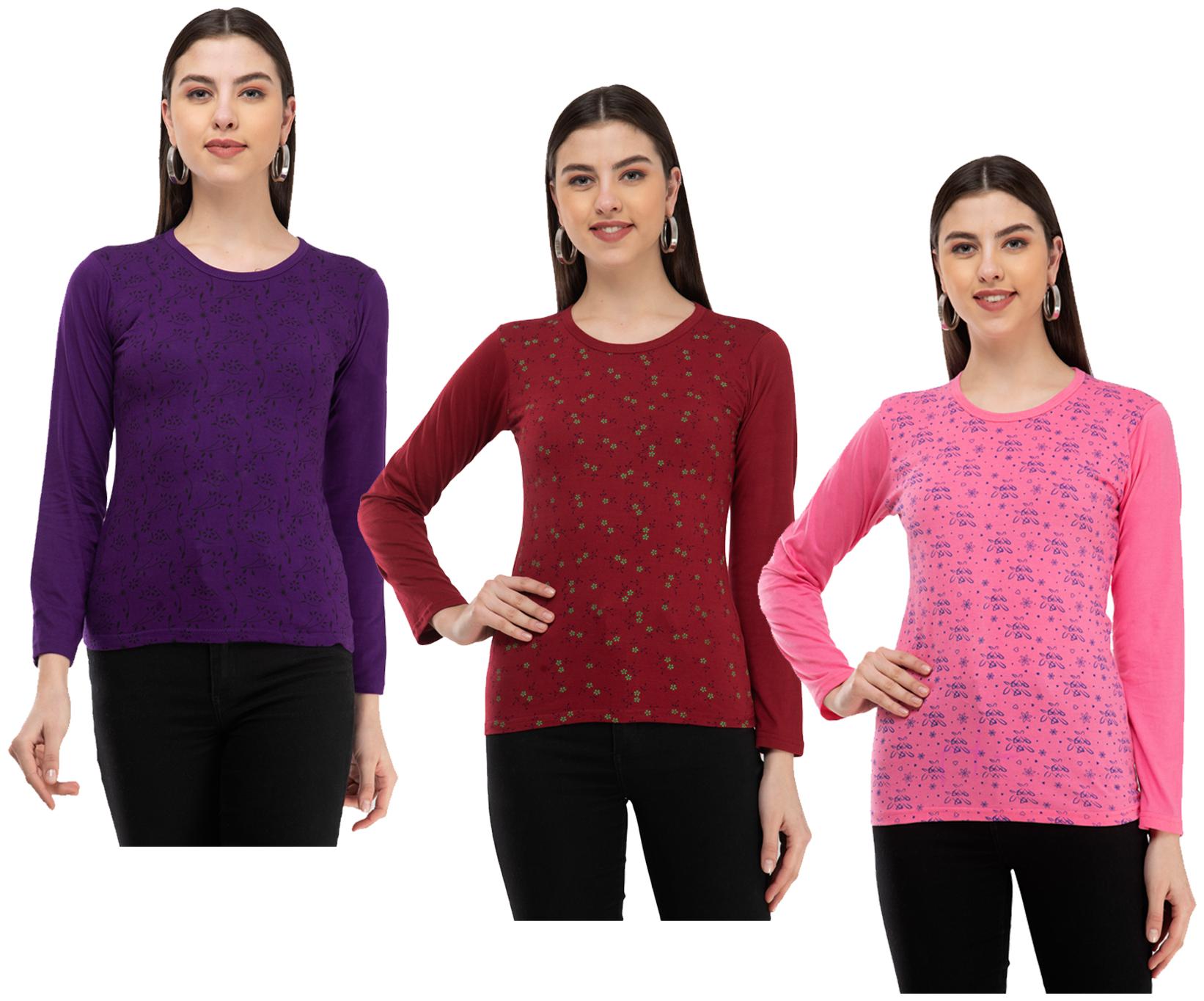 

Kavya Women Multi Regular fit Round neck Cotton T shirt