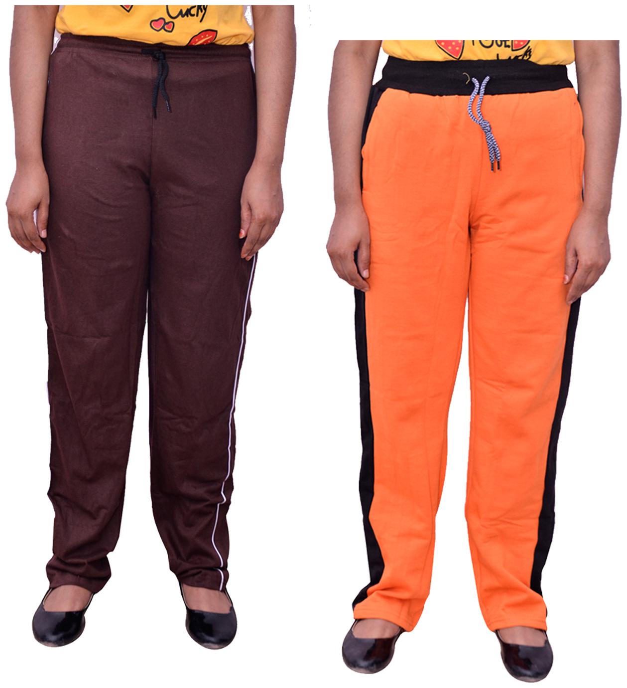 

Kavya Women Regular fit Cotton Solid Track pants - Orange Brown