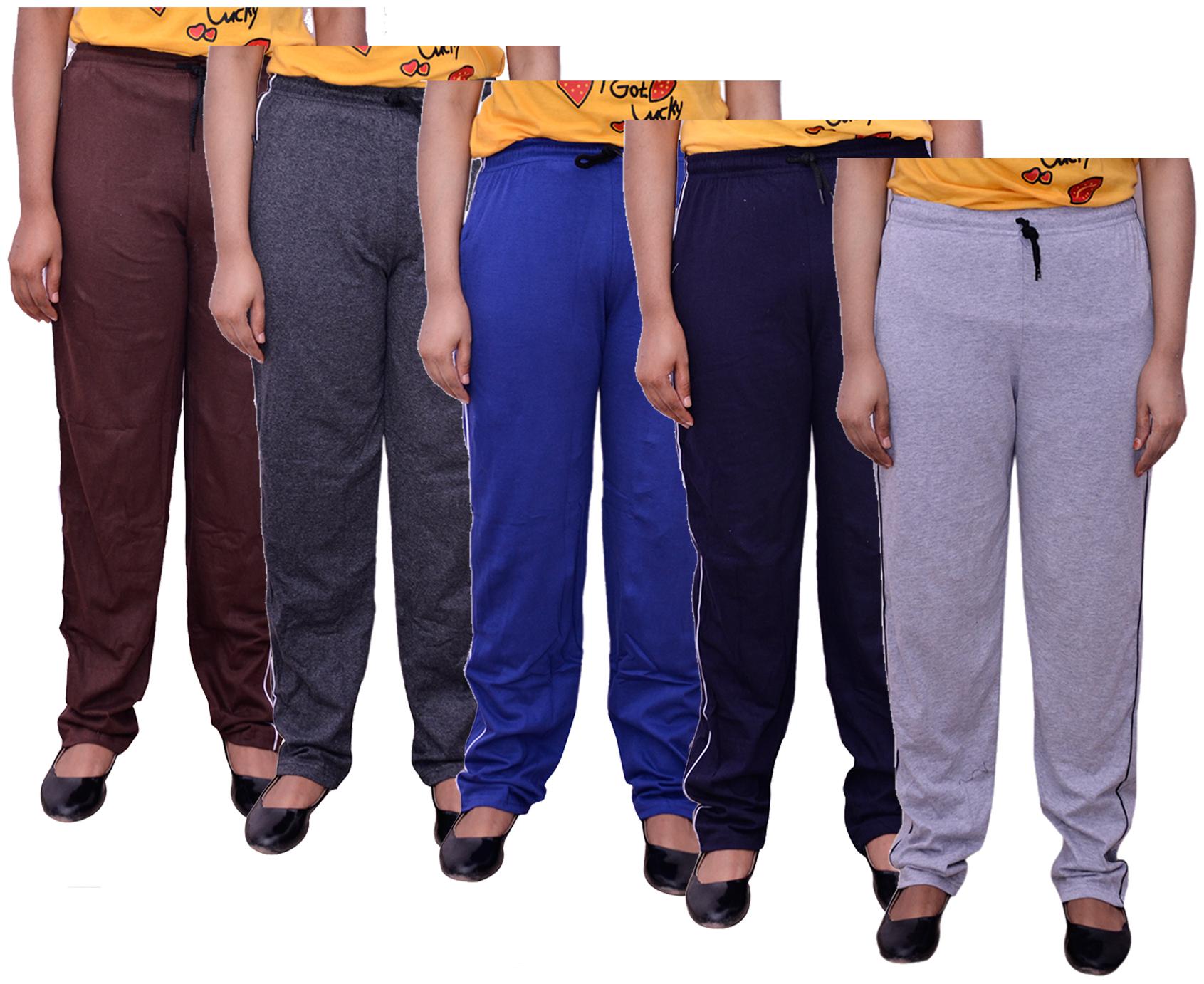 

Kavya Women Regular fit Cotton Solid Track pants - Multi