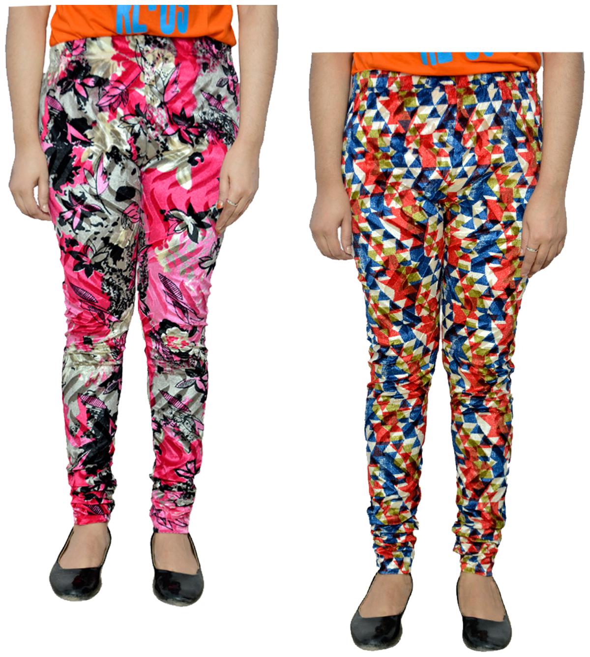 

KAVYA Women Printed Velvet Leggings for Winters (Pack Of 2) Multi color