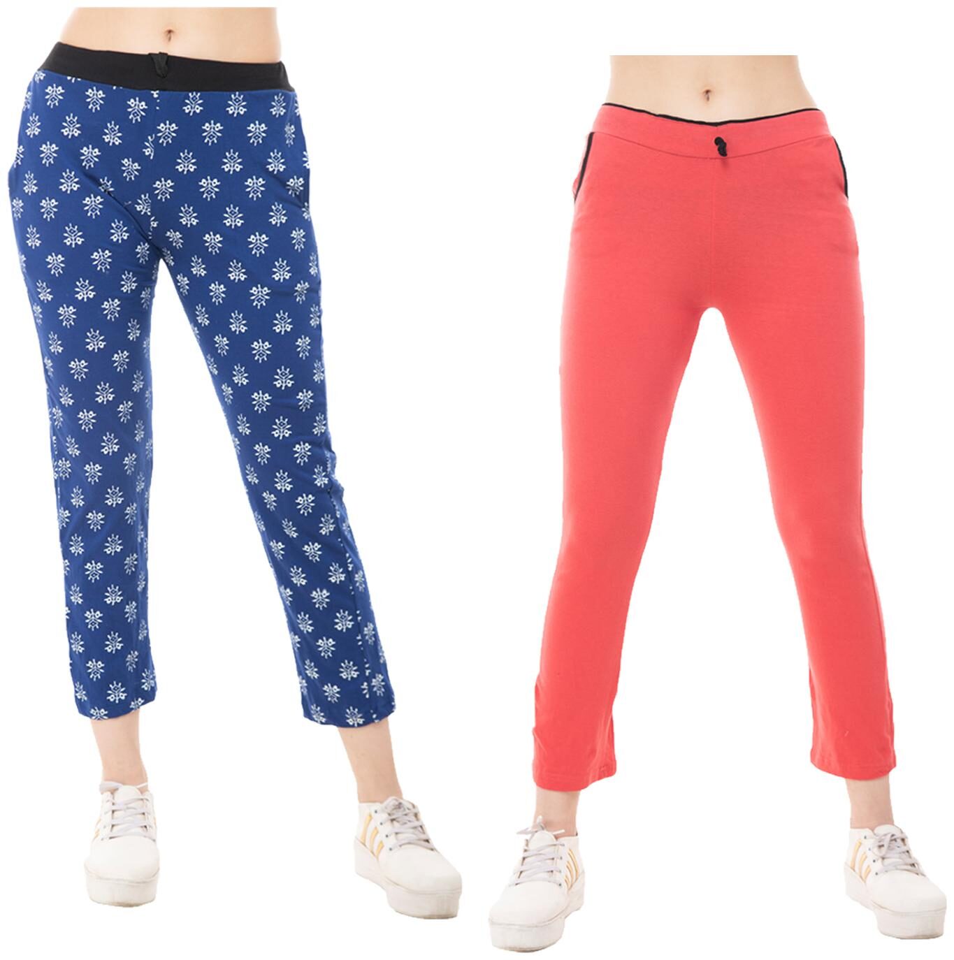 

Kavya Women Regular fit Cotton Solid Track pants - Red Blue