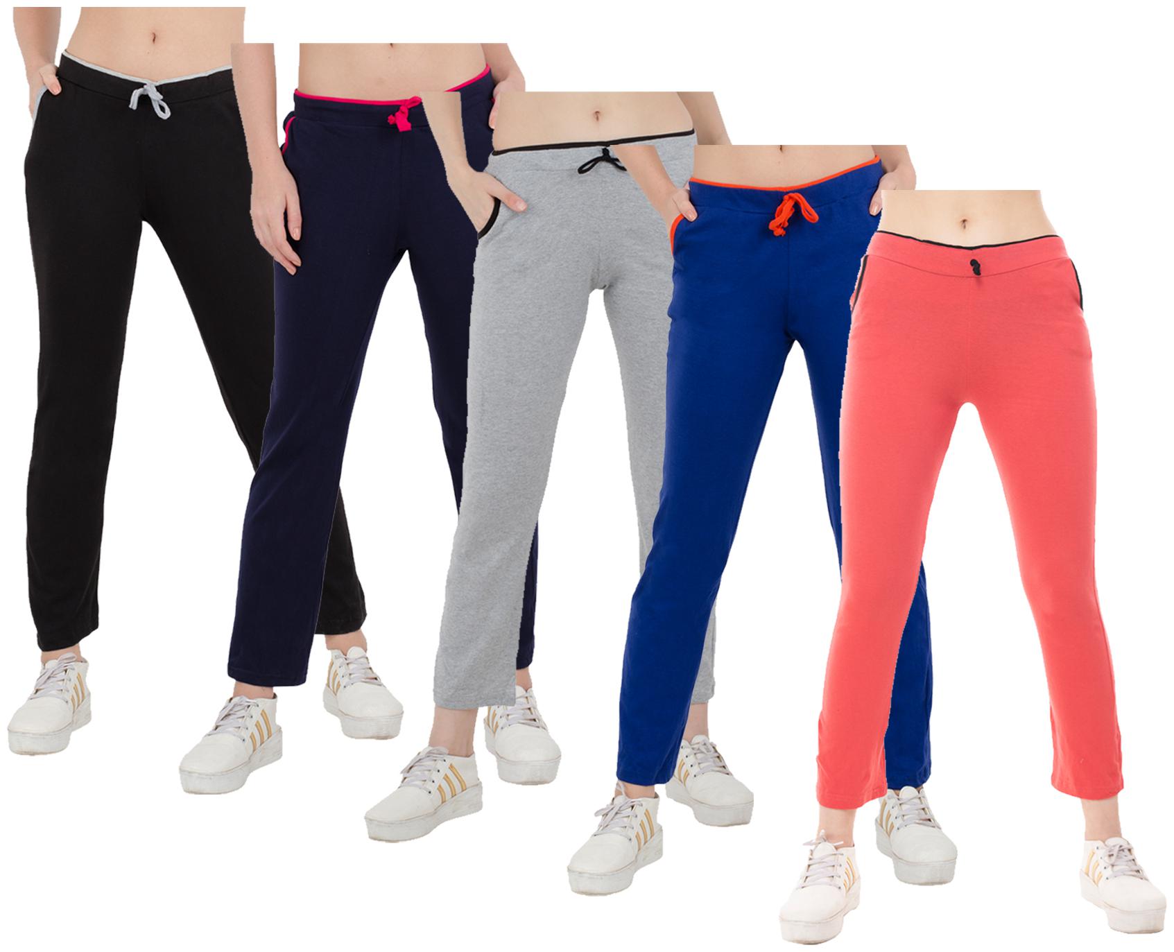 

Kavya Women Regular fit Cotton Solid Track pants - Multi