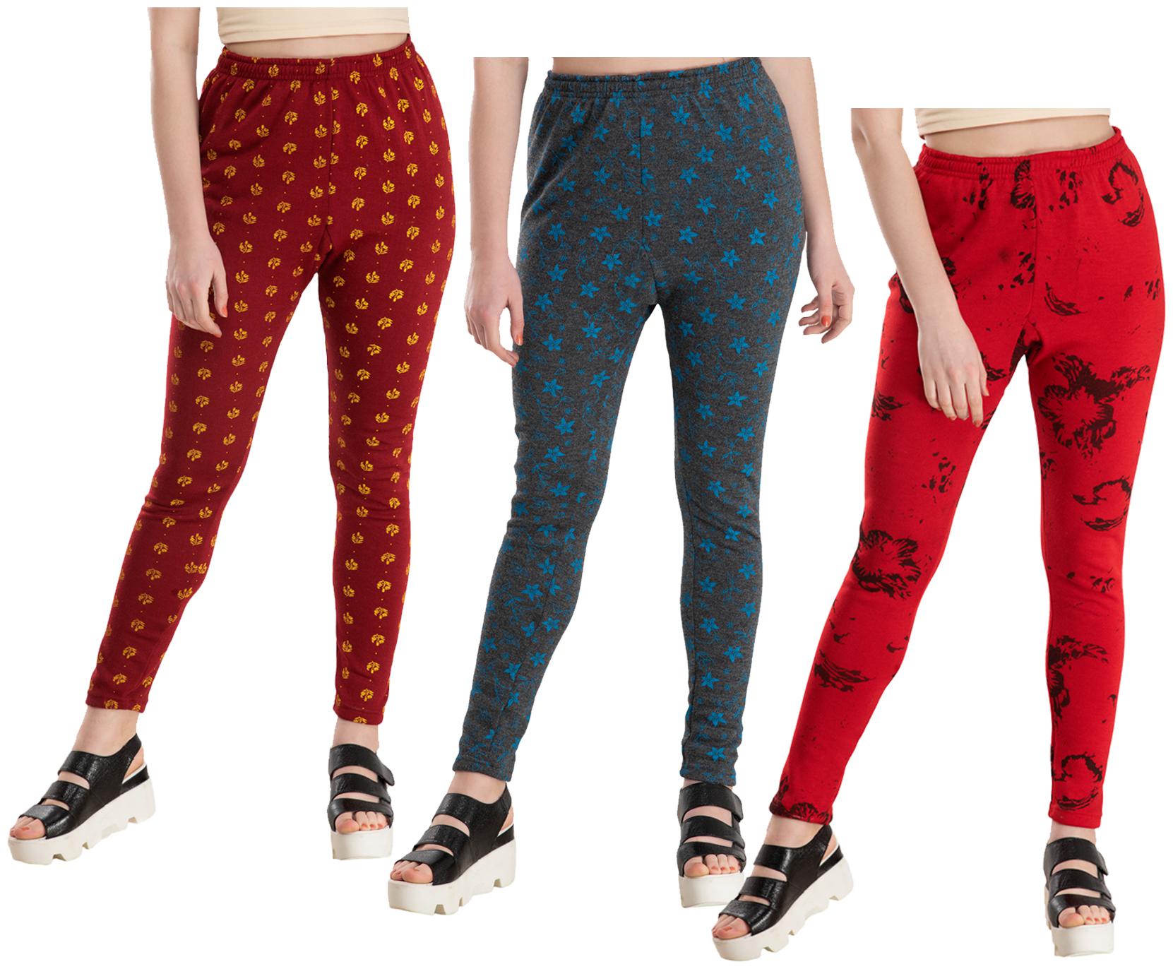 

KAVYA Women Woolen Warm Printed Leggings for Winters (Pack of 3)