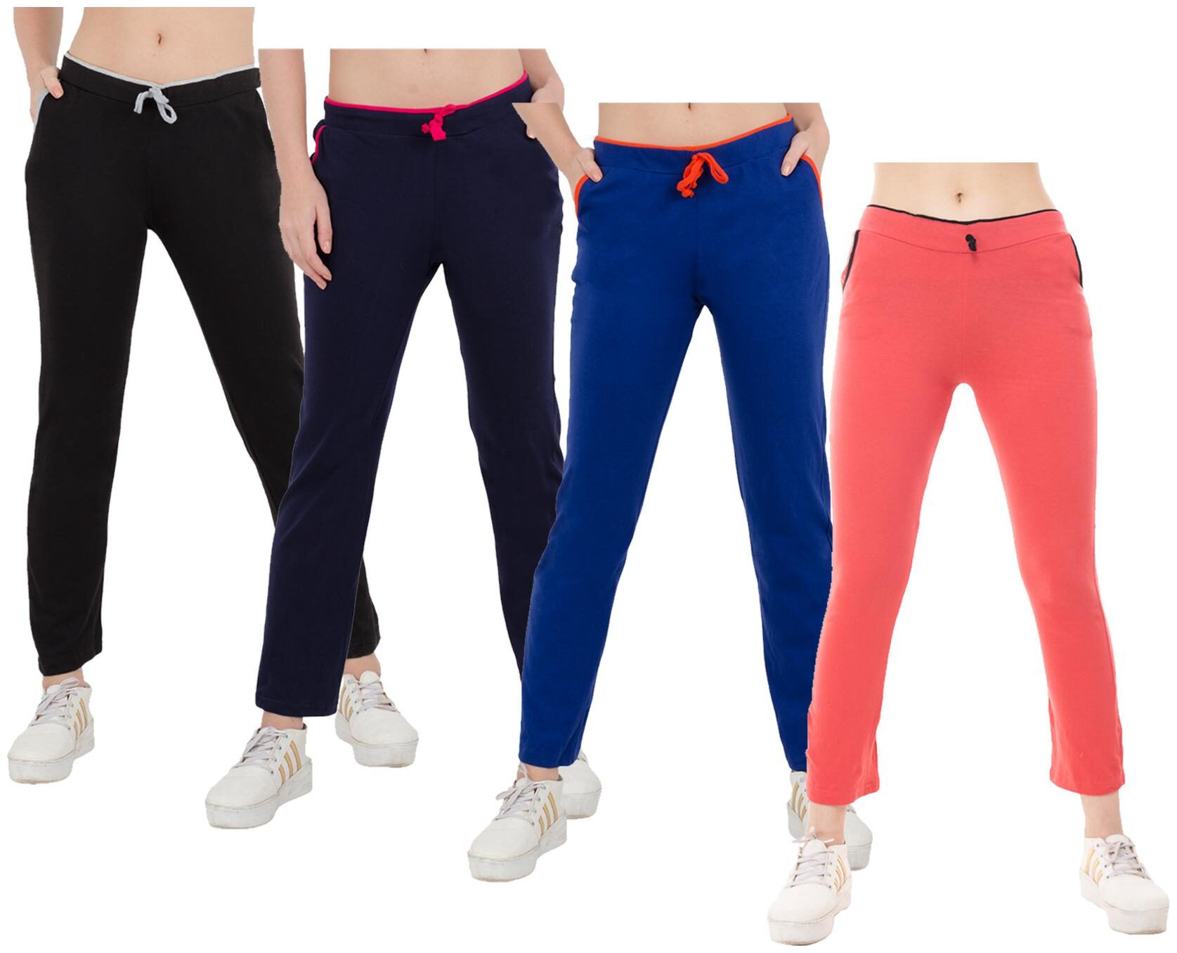 

Kavya Women Regular fit Cotton Solid Track pants - Multi