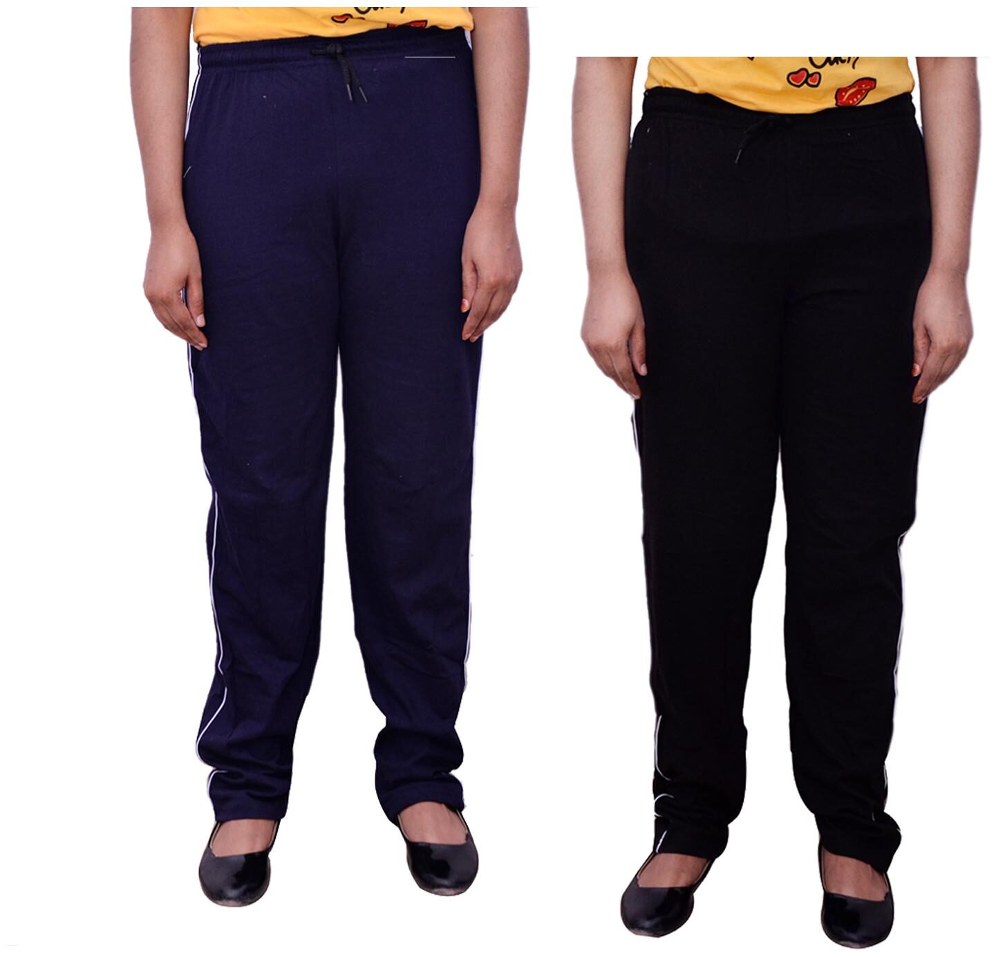 

Kavya Women Regular fit Cotton Solid Track pants - Black Blue