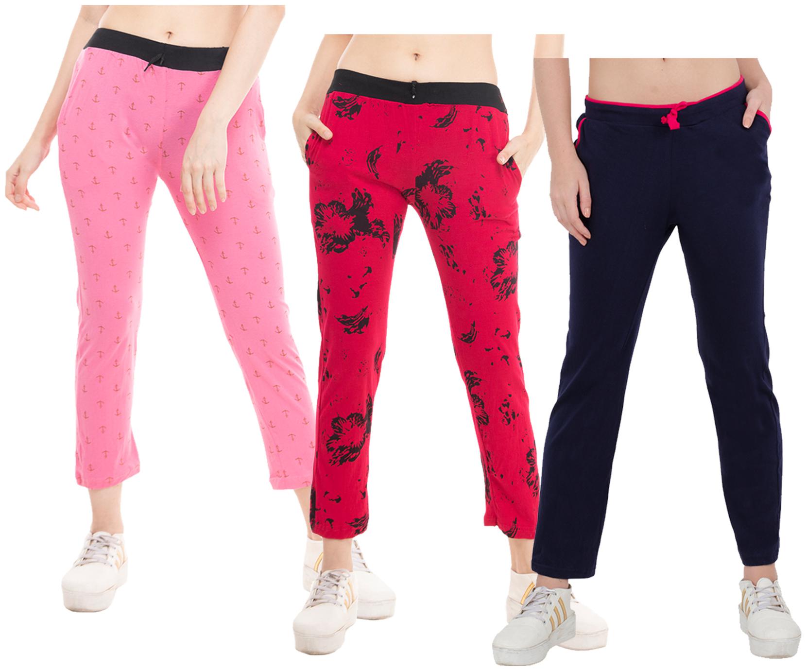

Kavya Women Regular fit Cotton Solid Track pants - Pink Blue
