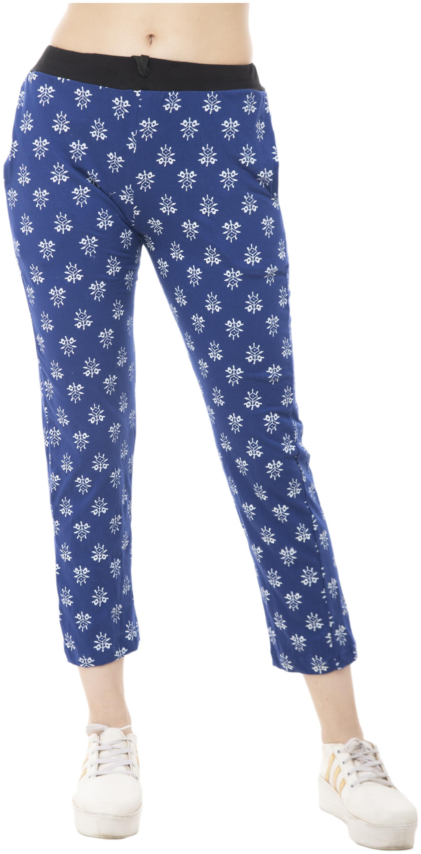 

Kavya Women Regular fit Cotton Printed Track pants - Blue