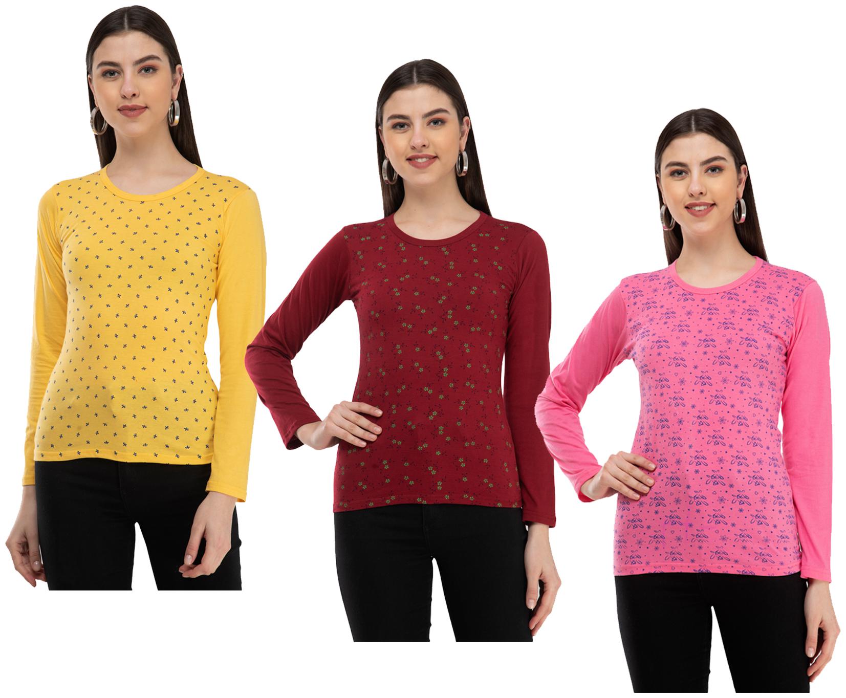 

Kavya Women Multi Regular fit Round neck Cotton T shirt