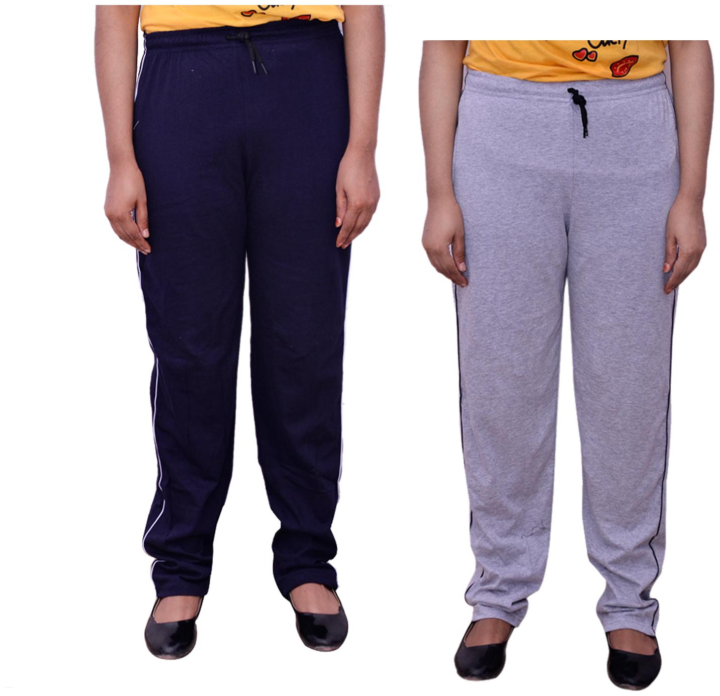 

Kavya Women Regular fit Cotton Solid Track pants - Blue Grey