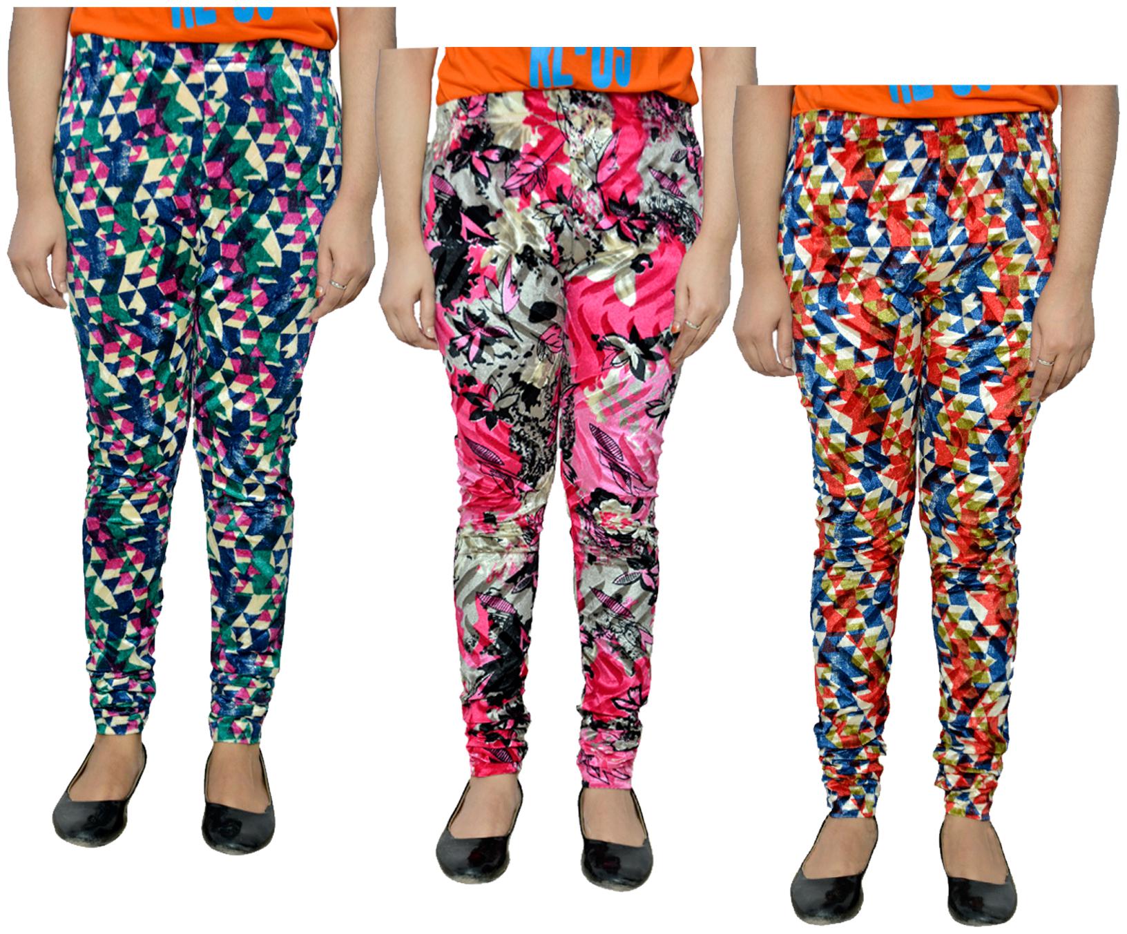 

KAVYA Women Printed Velvet Leggings for Winters (Pack Of 3) Multi color