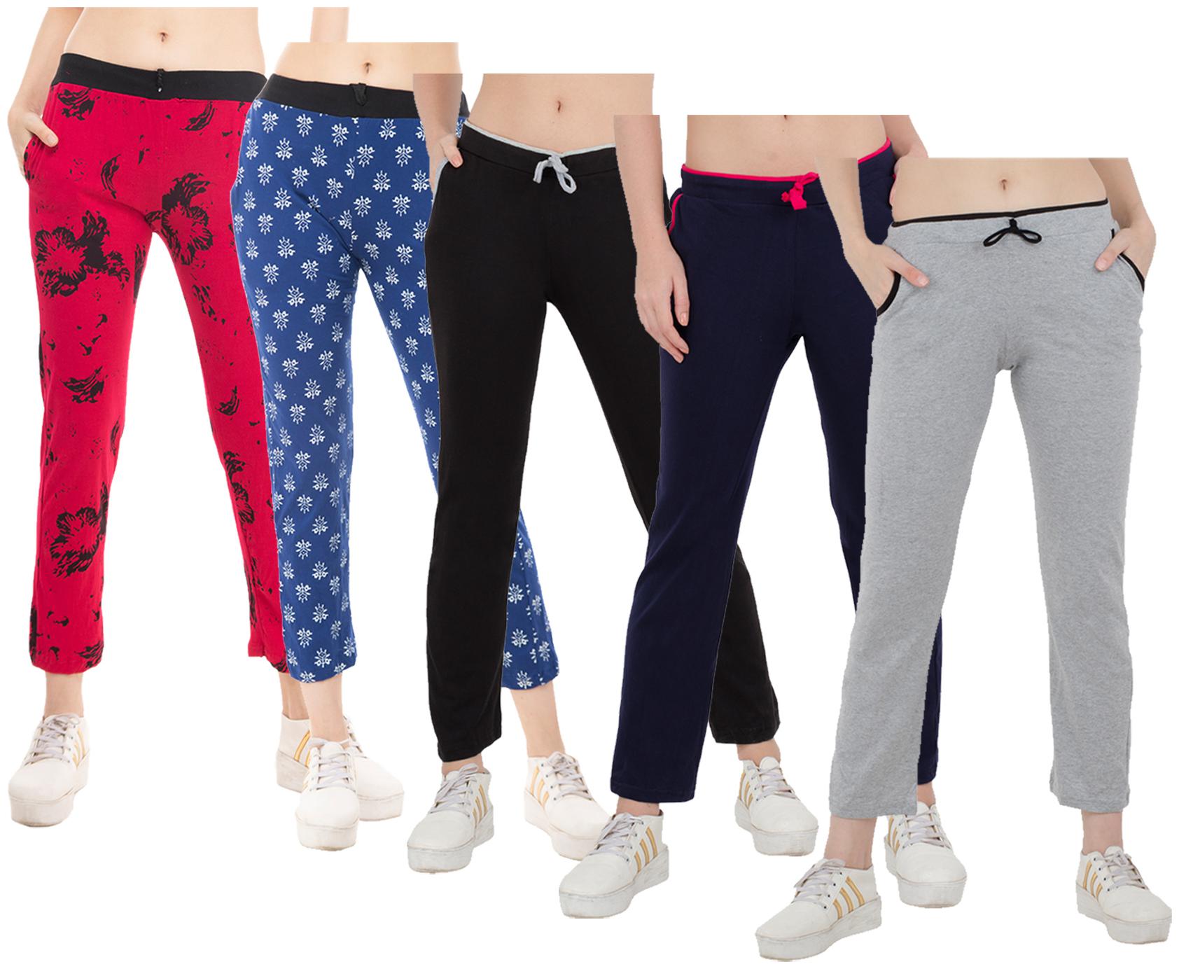 

Kavya Women Regular fit Cotton Solid Track pants - Multi