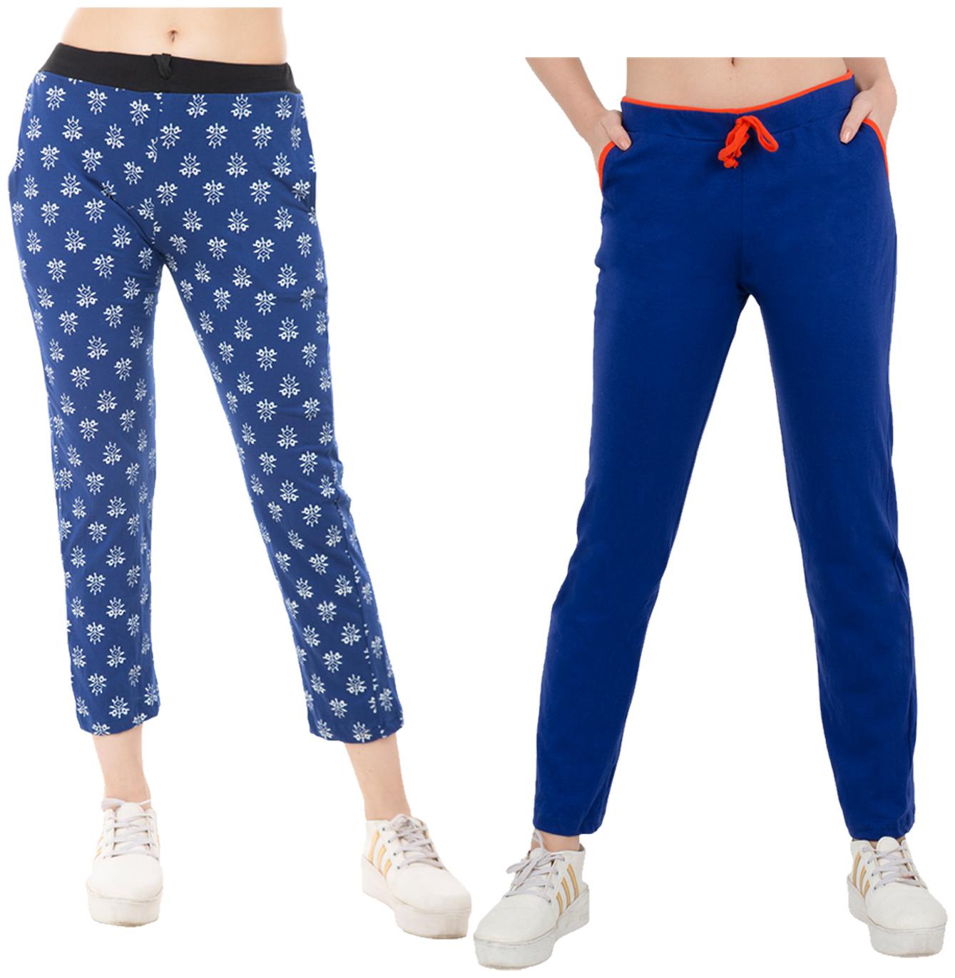 

Kavya Women Regular fit Cotton Solid Track pants - Blue