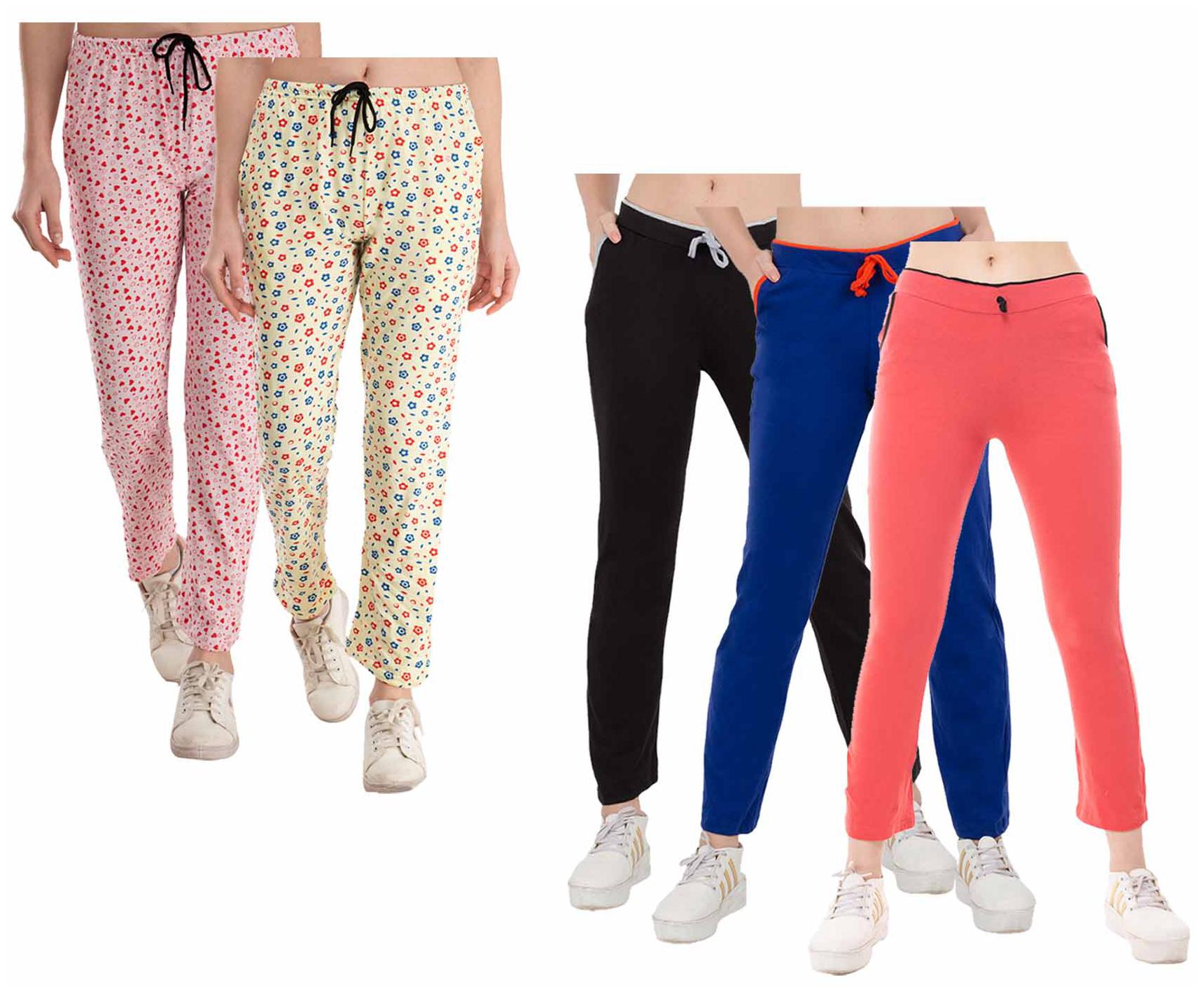 

Kavya Women Regular fit Cotton Printed Track pants - Multi
