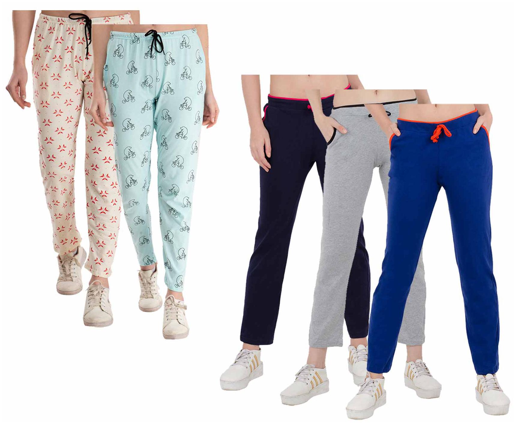 

Kavya Women Regular fit Cotton Printed Track pants - Multi