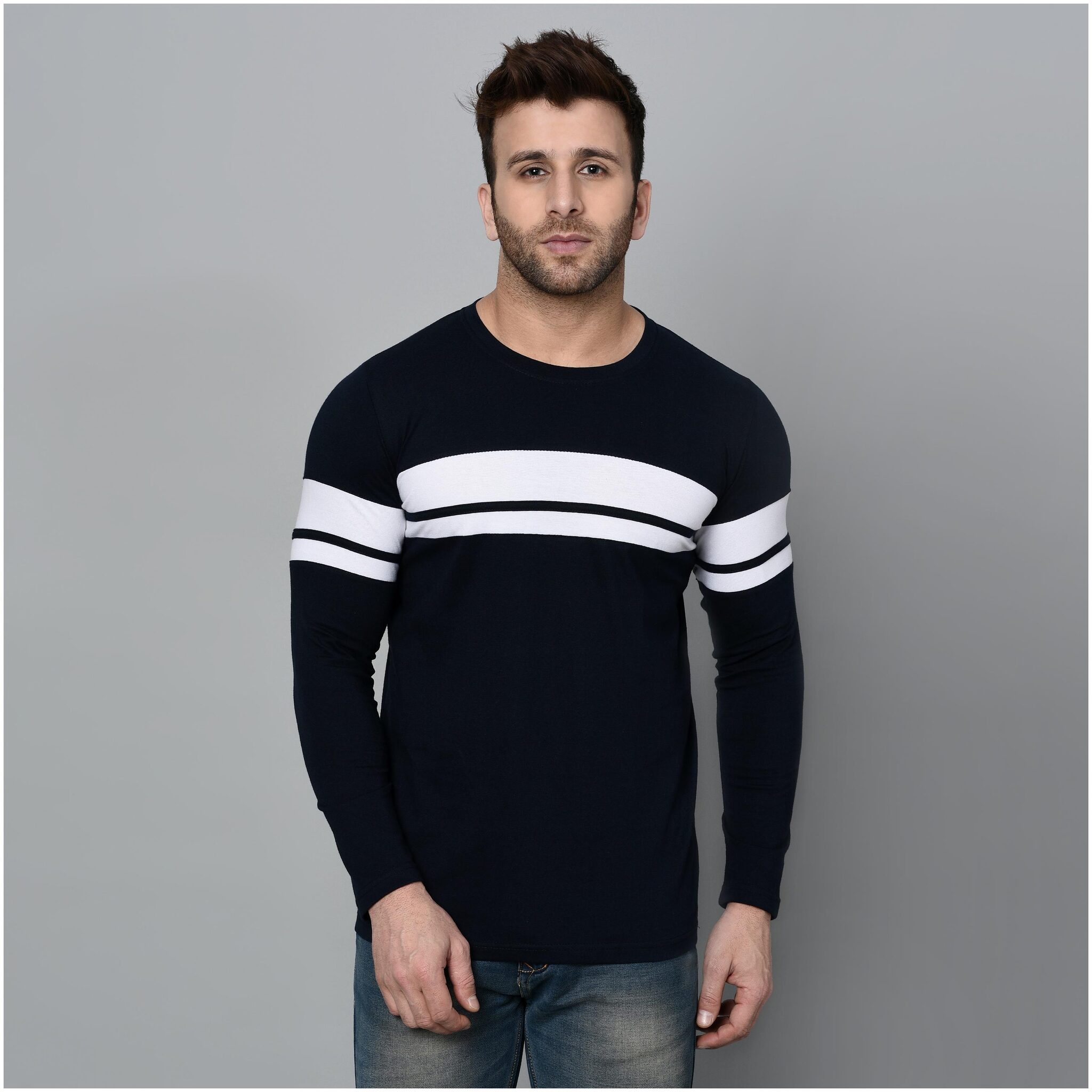 

KAY DEE Men Navy blue Regular fit Cotton Blend Round neck T-Shirt - Pack Of 1