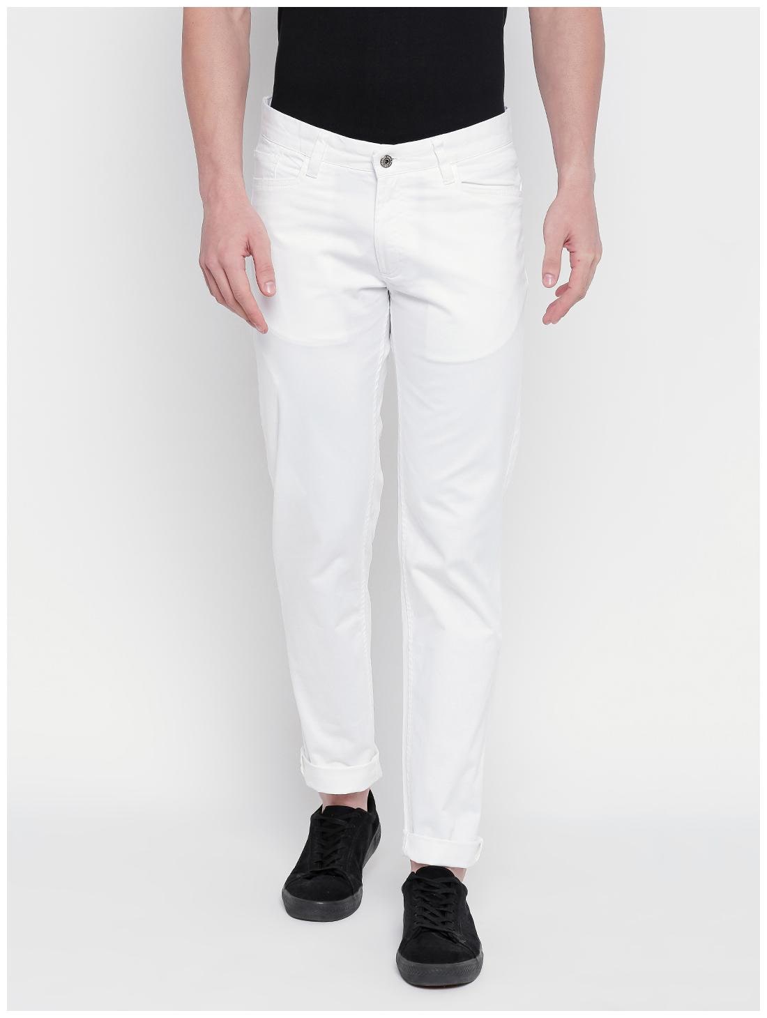

Kenneth Cole Men White Solid Regular fit Regular trousers
