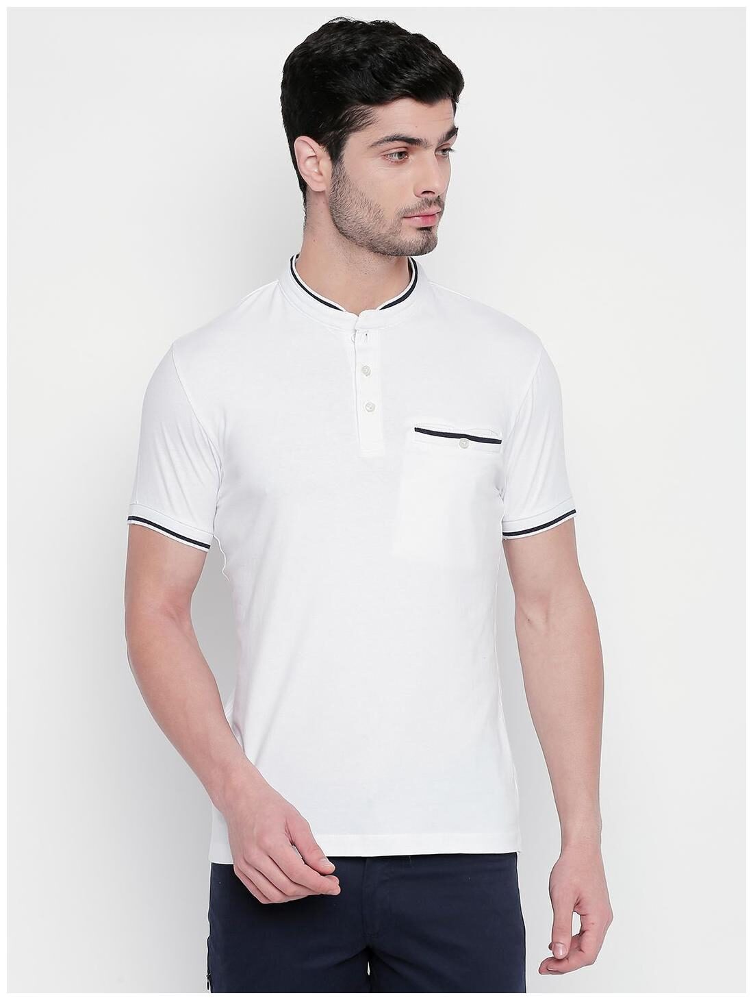 

Kenneth Cole Men White Slim fit Cotton Henley neck T-Shirt - Pack Of 1