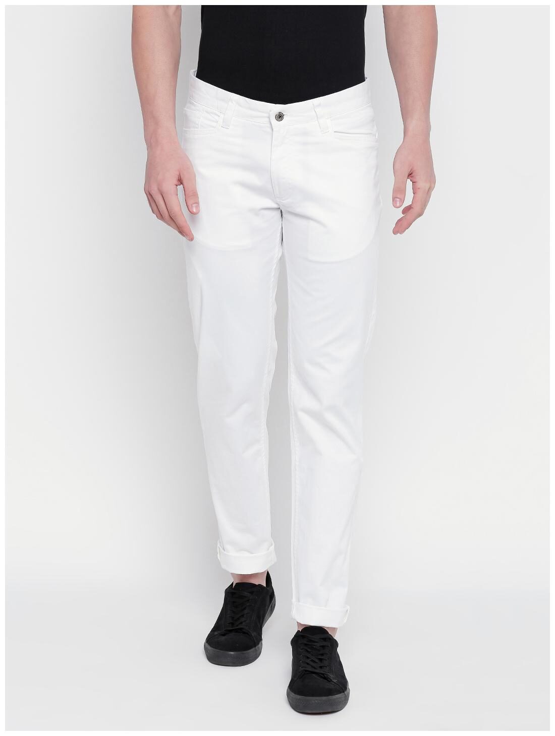 

Kenneth Cole Men White Solid Regular fit Regular trousers