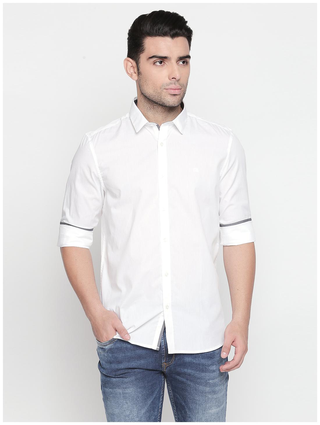 

Kenneth Cole Men White Solid Regular Fit Casual Shirt