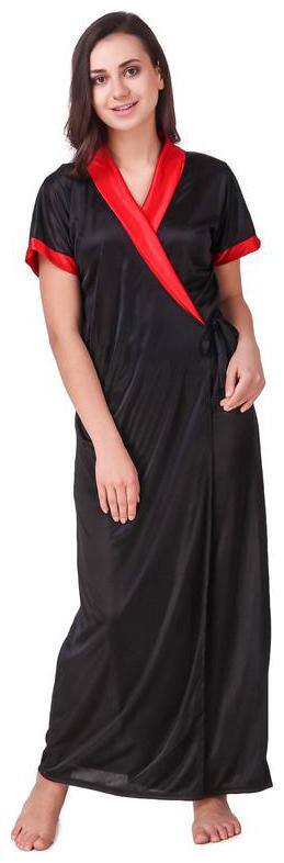 Keoti Black Wrap Gown & Nighty with Robe
