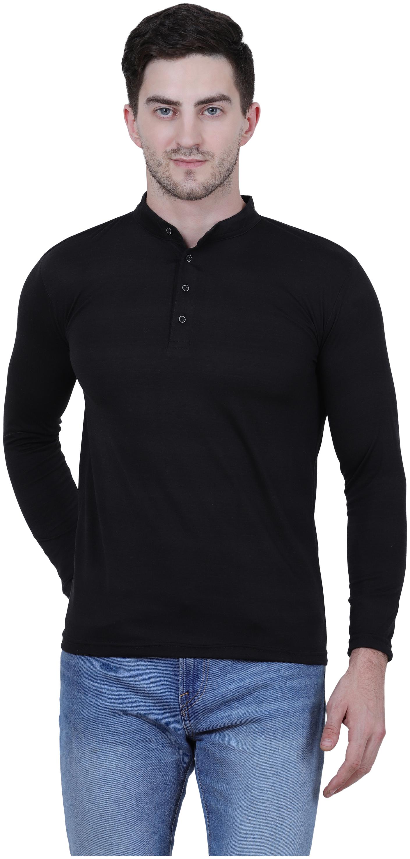 

KETEX Men Black Regular fit Cotton Lycra Henley neck T-Shirt - Pack Of 1