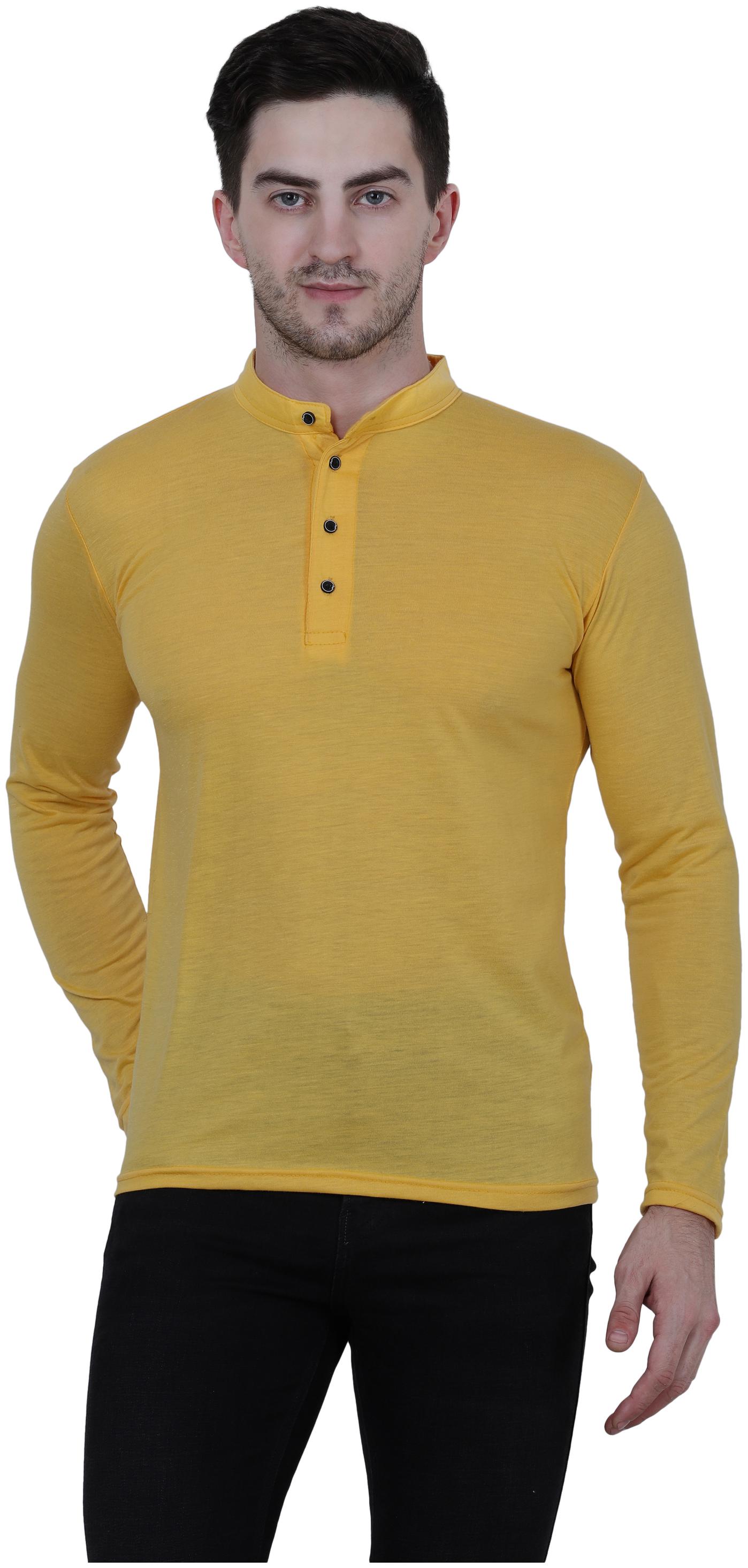 

KETEX Men Yellow Regular fit Cotton Lycra Henley neck T-Shirt - Pack Of 1