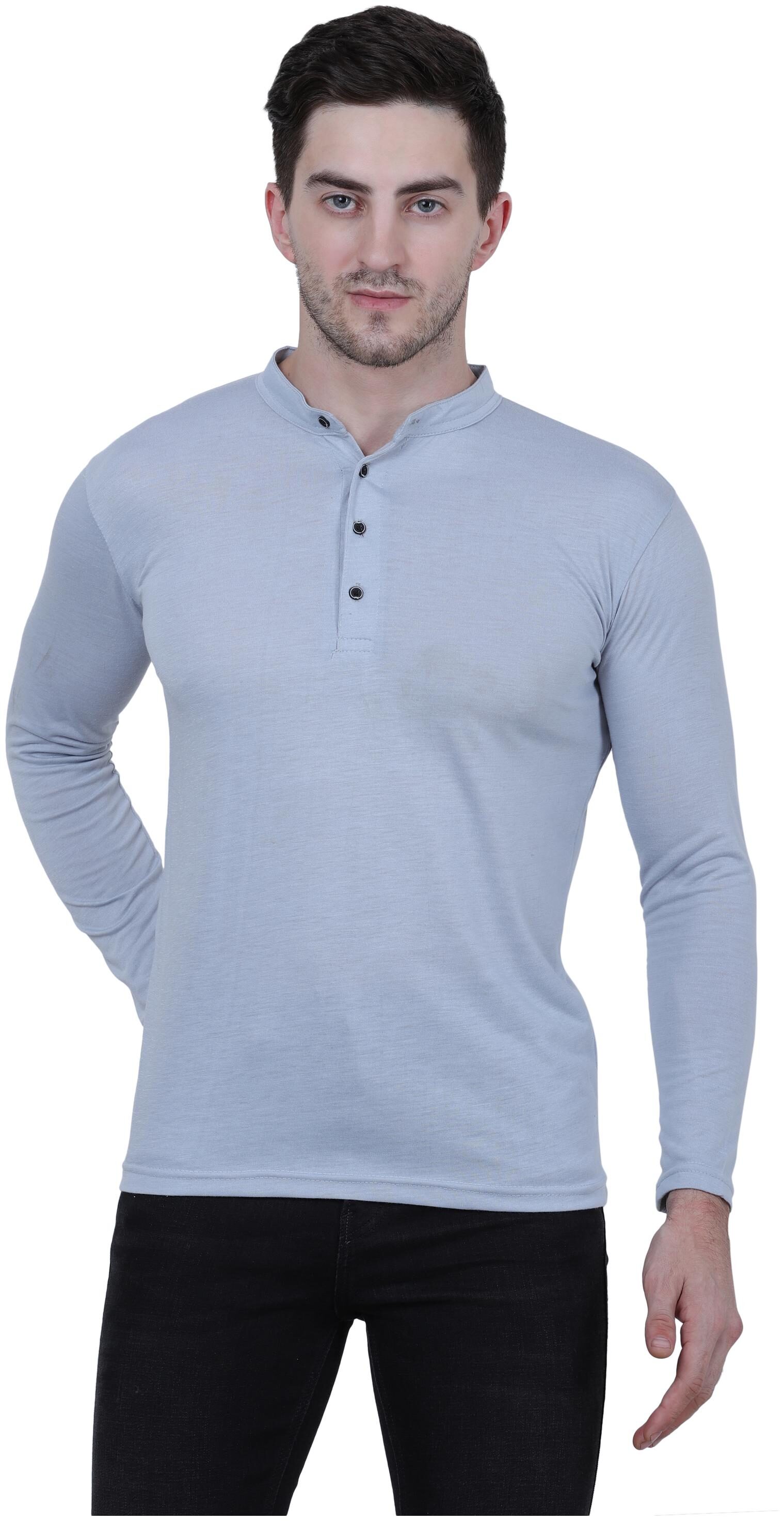 

KETEX Men Grey Regular fit Cotton Lycra Henley neck T-Shirt - Pack Of 1