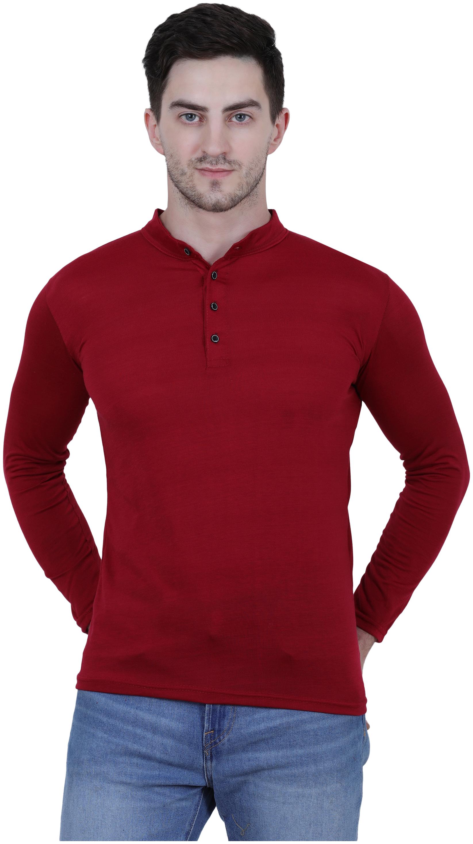

KETEX Men Maroon Regular fit Cotton Lycra Henley neck T-Shirt - Pack Of 1