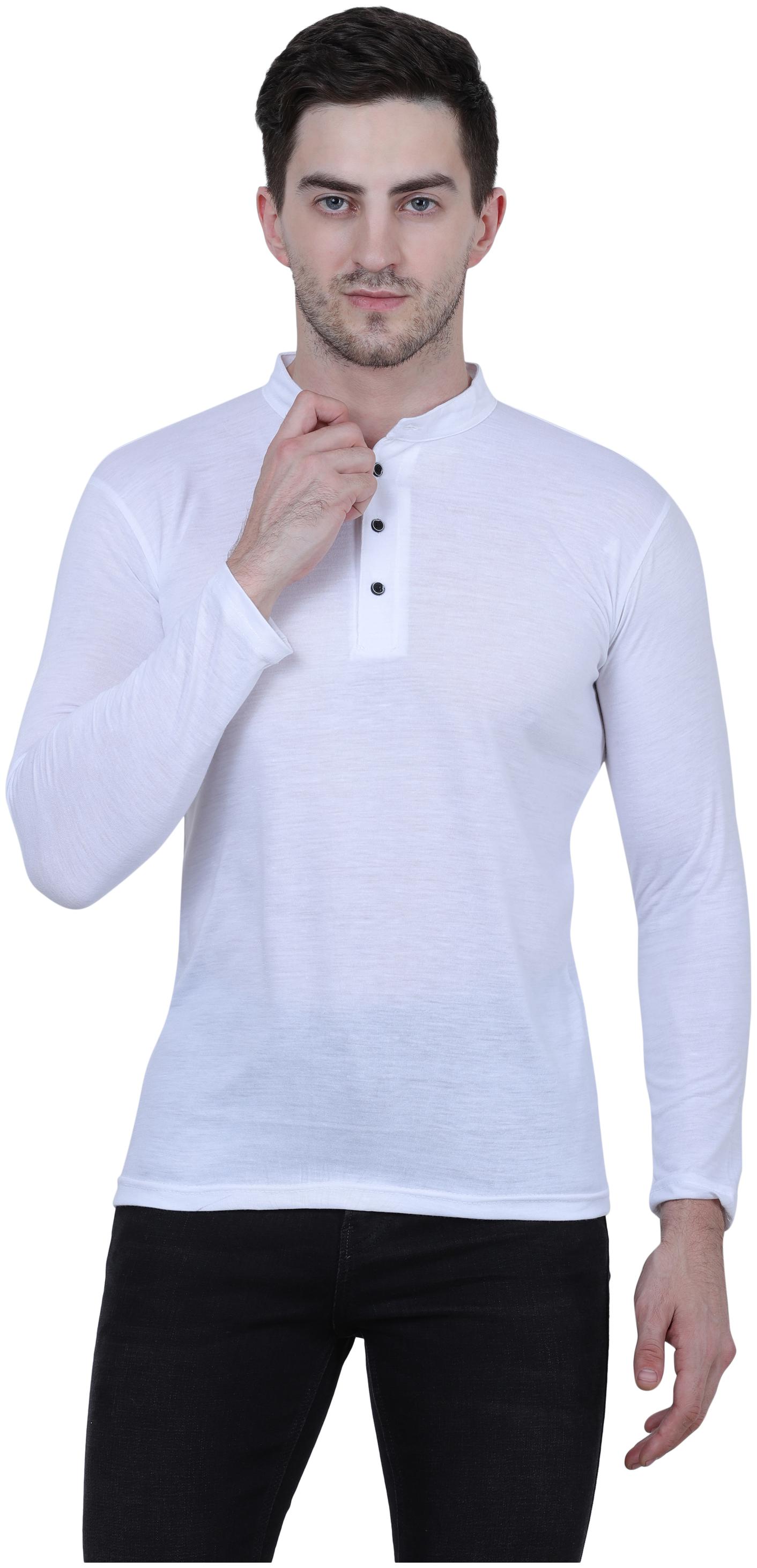 

KETEX Men White Regular fit Cotton Lycra Henley neck T-Shirt - Pack Of 1