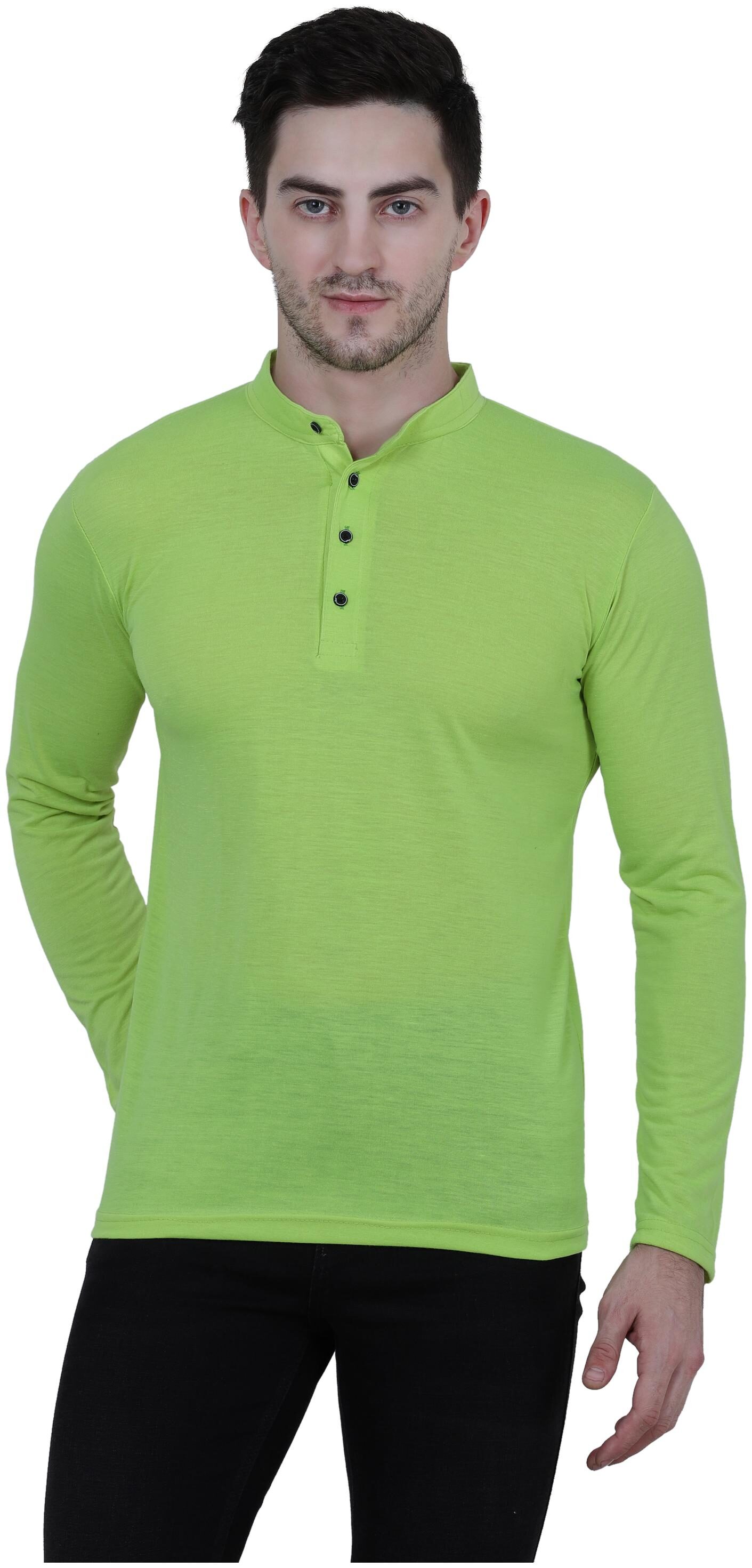 

KETEX Men Green Regular fit Cotton Lycra Henley neck T-Shirt - Pack Of 1
