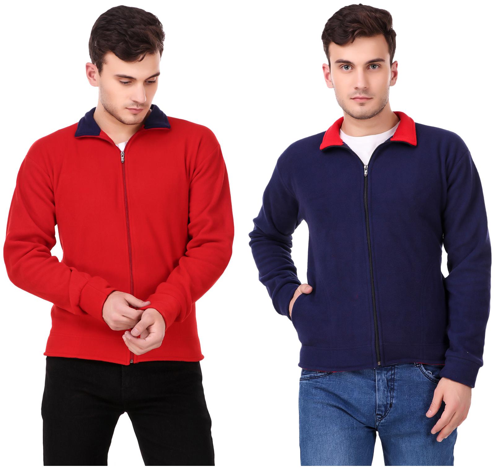 

KETEX Men Blue Red Solid Bomber jacket