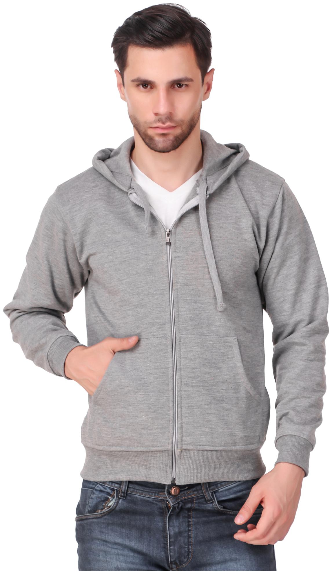 

Ketex Men Grey Zipper Sweatshirt With Hood